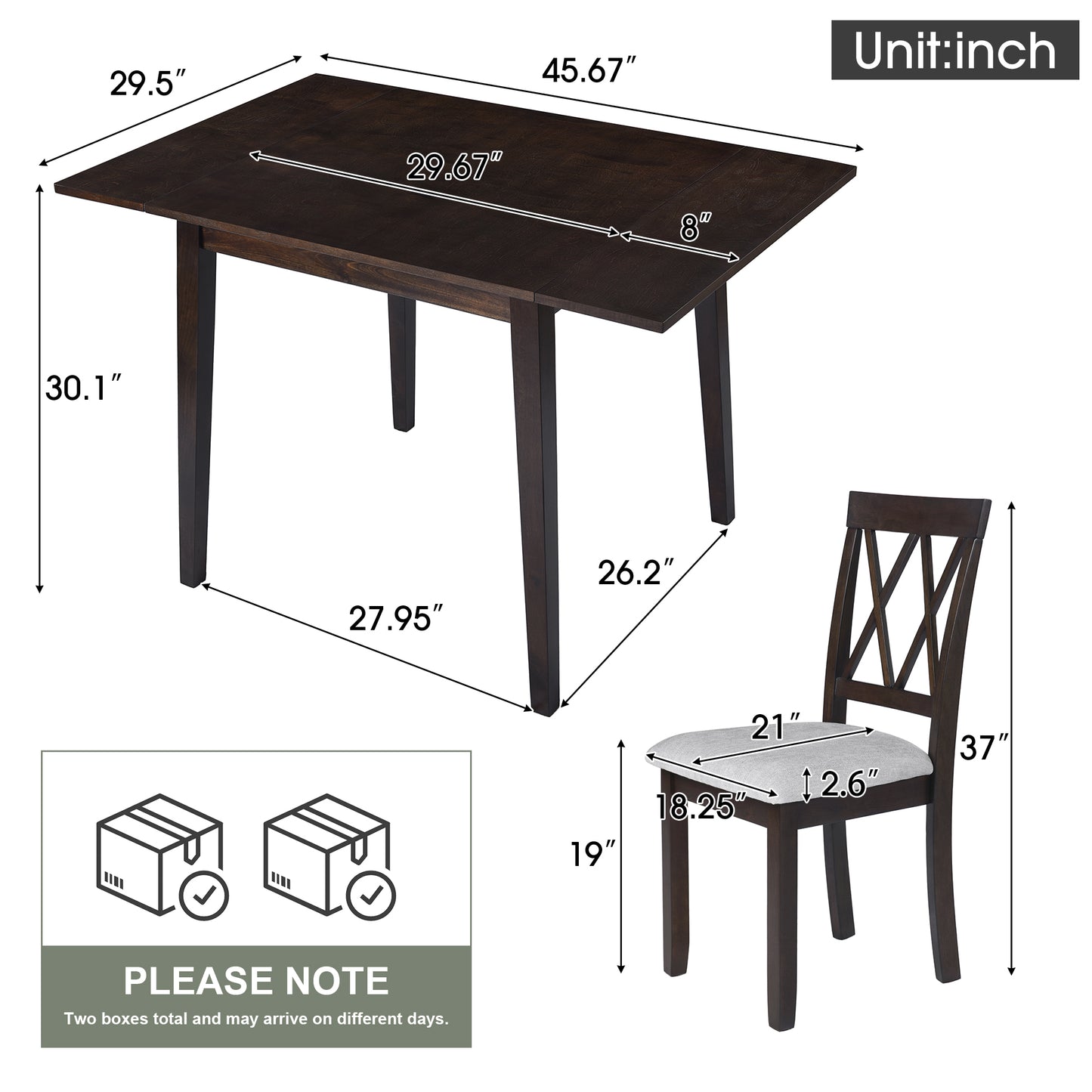 Espresso 3 Piece Drop Leaf Dining Set