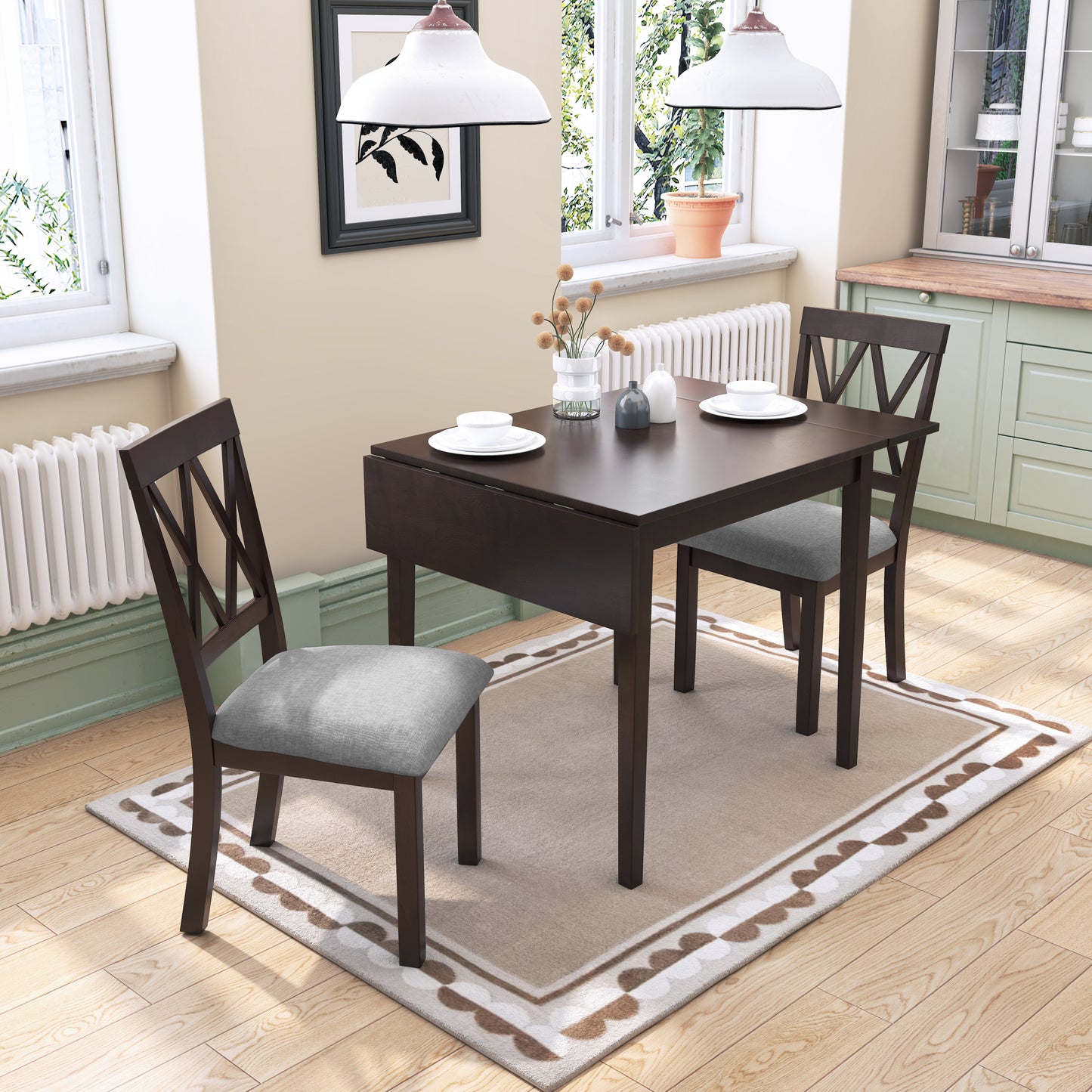 Espresso 3 Piece Drop Leaf Dining Set