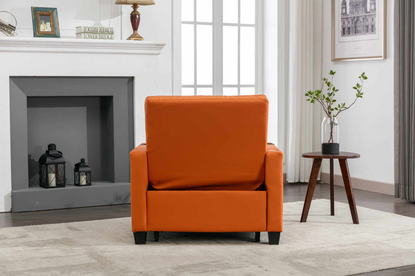 Orange Leather 3-in-1 Convertible Chair