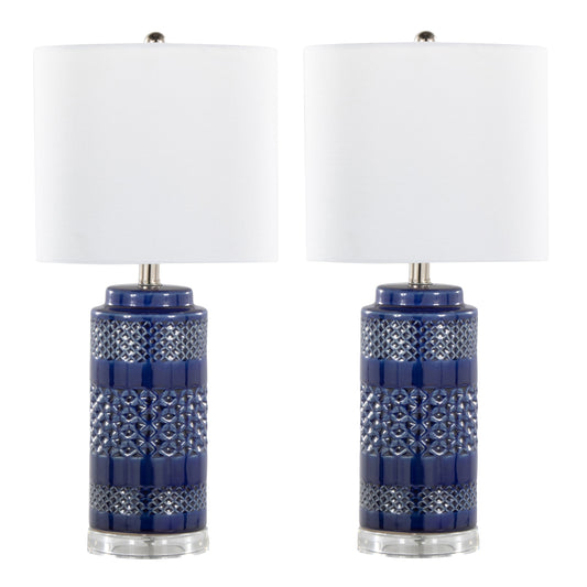 Navy Ceramic Table Lamps - Set of 2