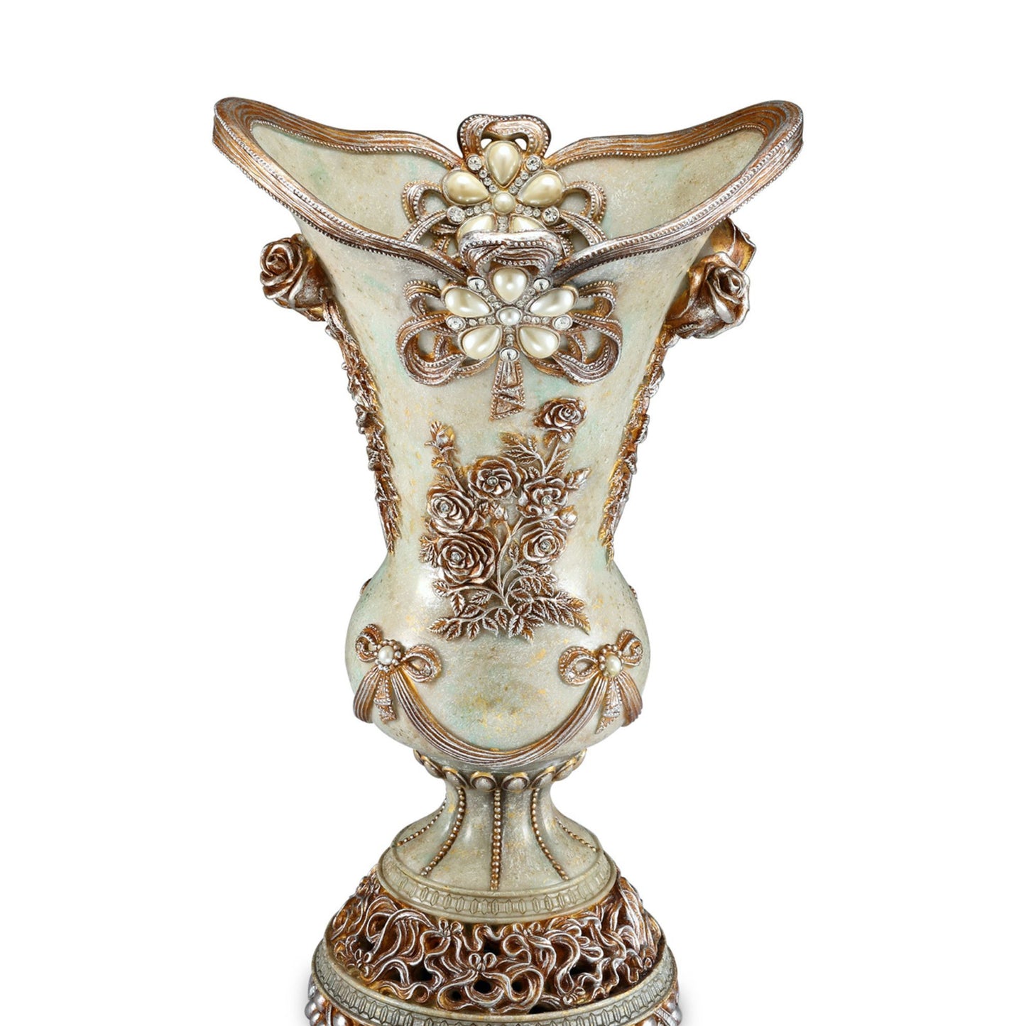 Vintage Rose Design Polyresin Decorative Vase