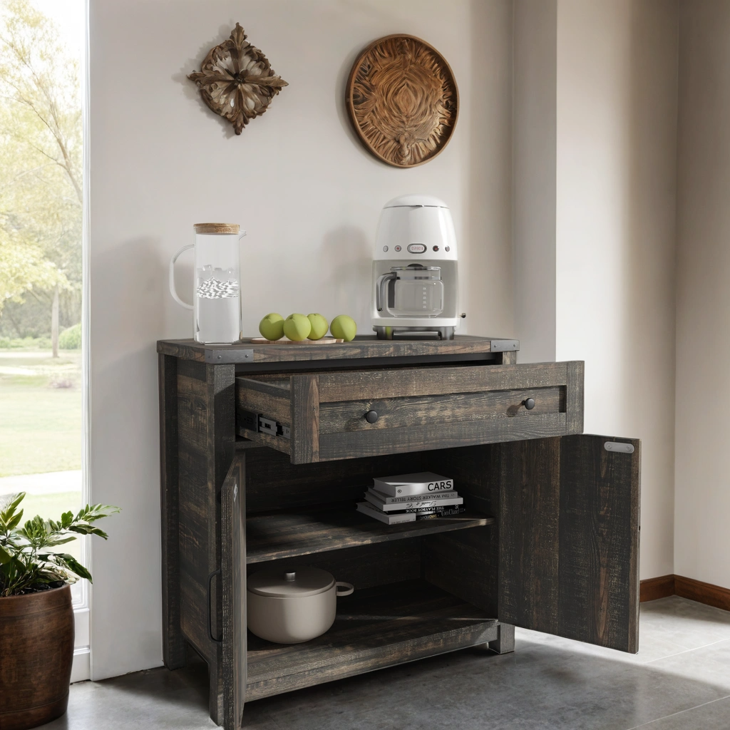 Rustic Farmhouse Double Barn Door Accent Cabinet