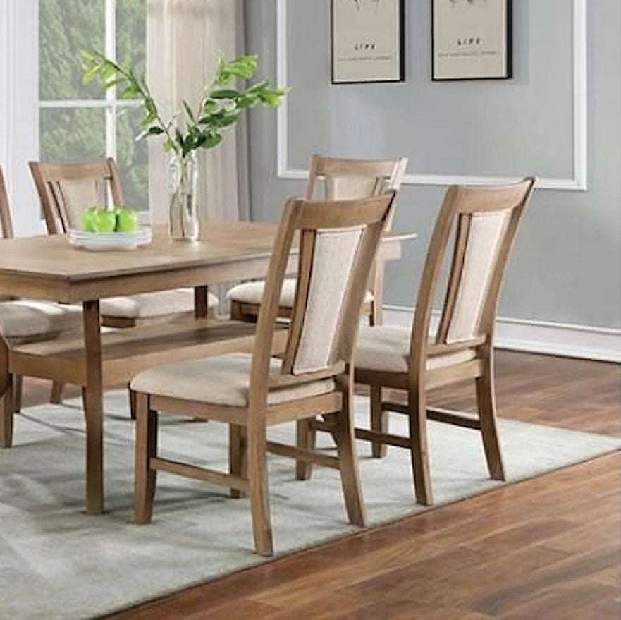 Natural Upholstered Beige Dining Chairs 2pk