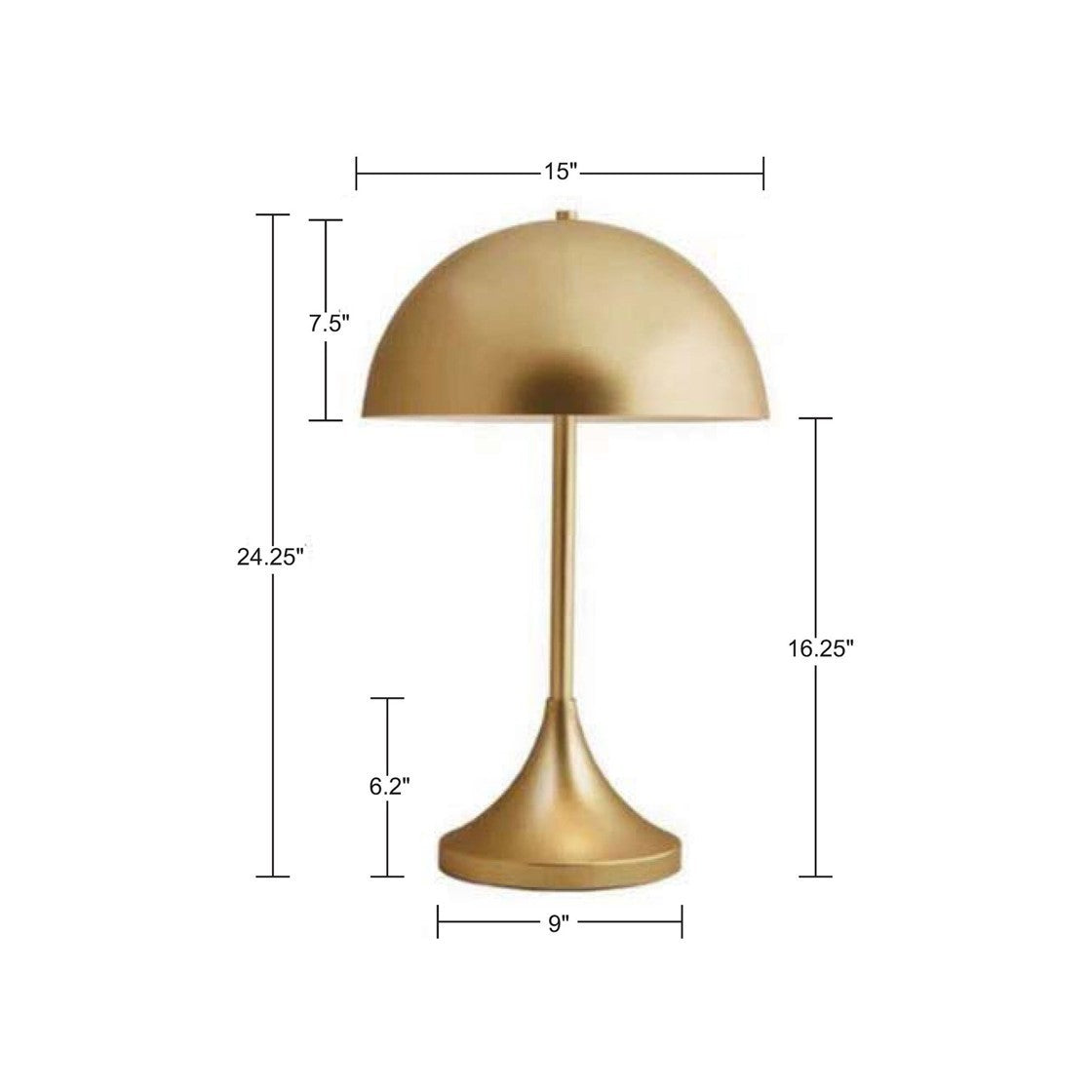 Gold Dome-Shaped 2-Light Table Lamp