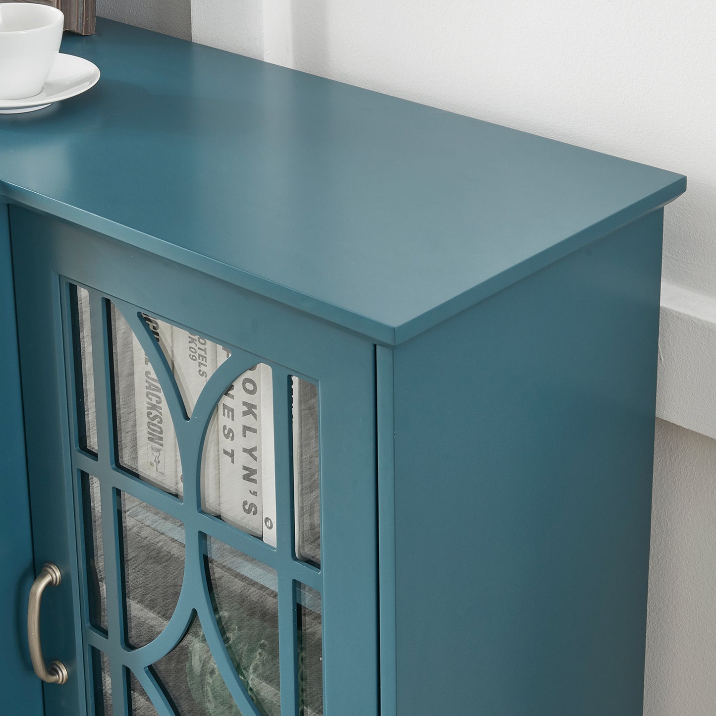 Teal Blue 63" TV Stand Storage Cabinet