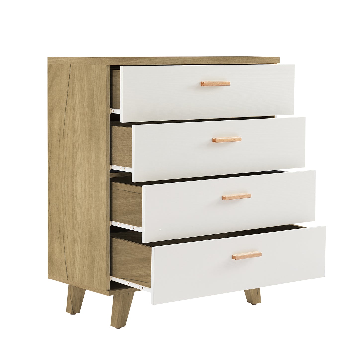 White & Brown 4 Drawer Dresser