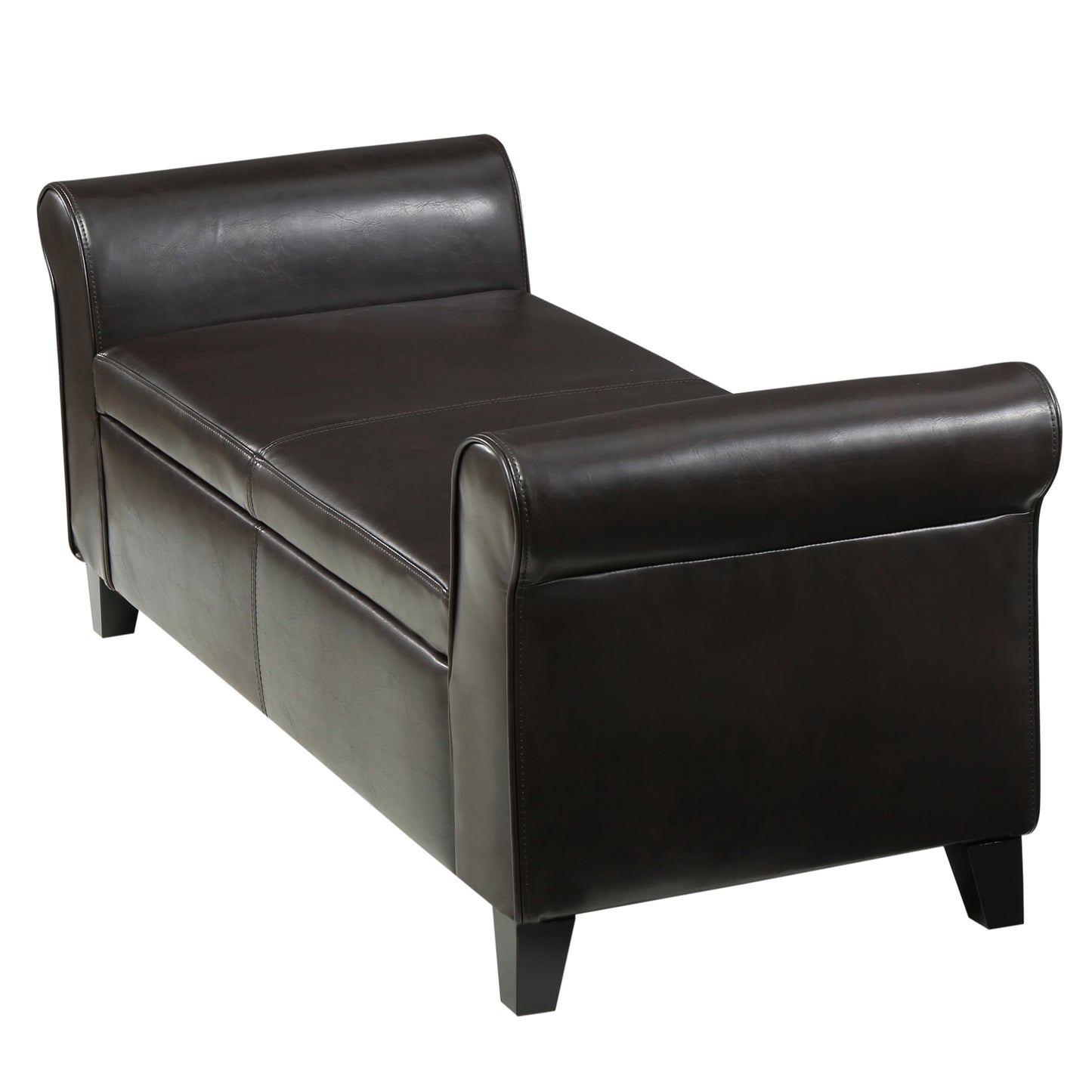 Brown PU Leather Storage Bench