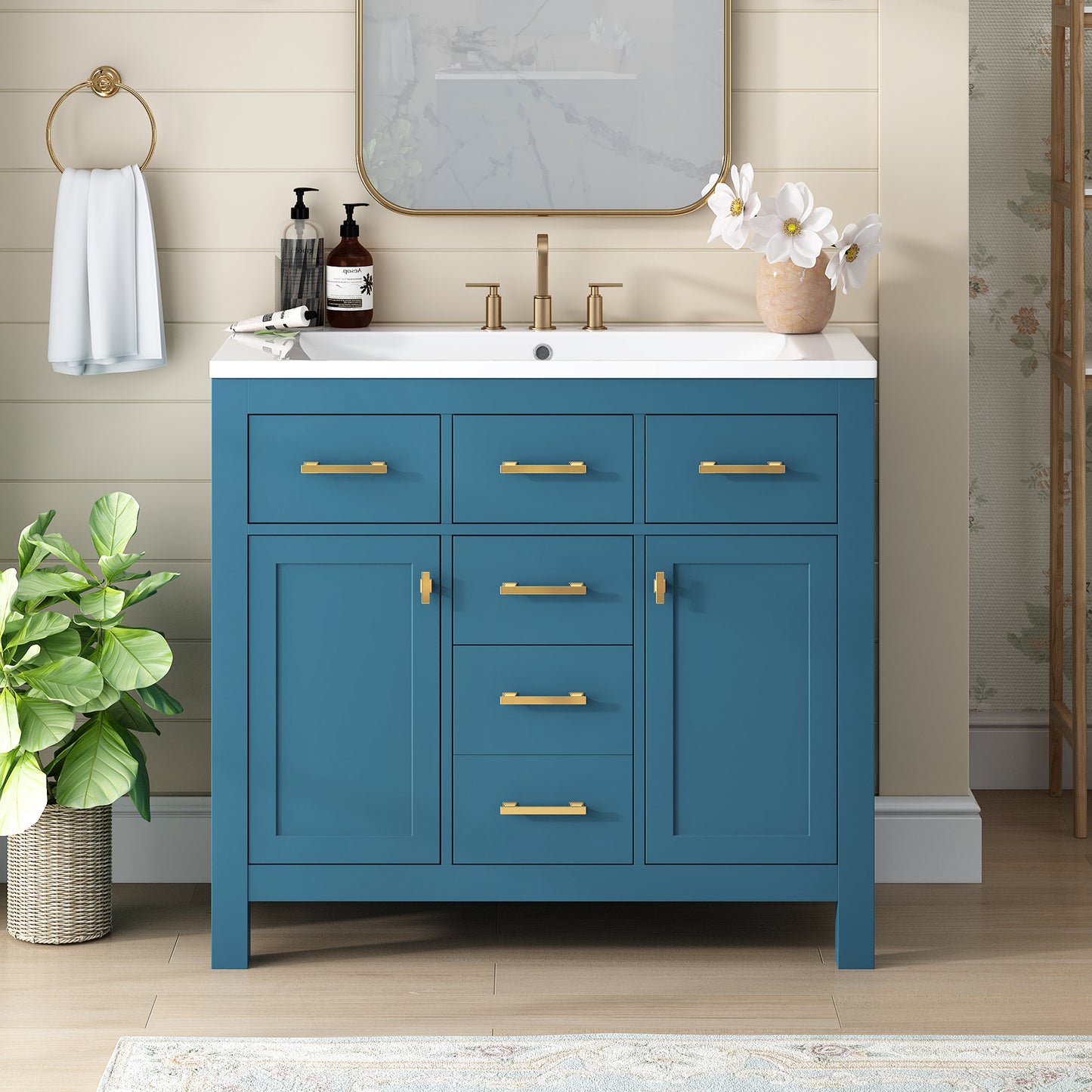 Blue Bathroom Vanity Sink Combo