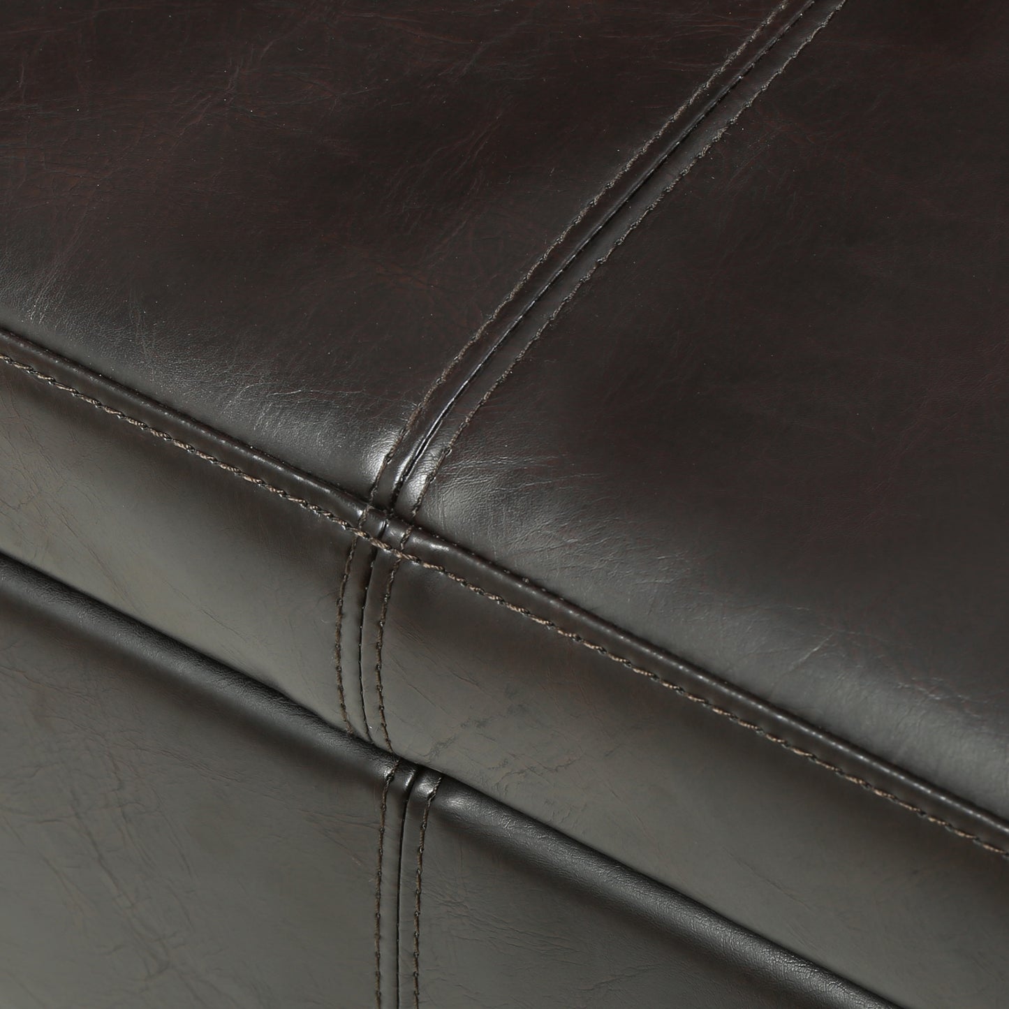 Brown PU Leather Storage Bench