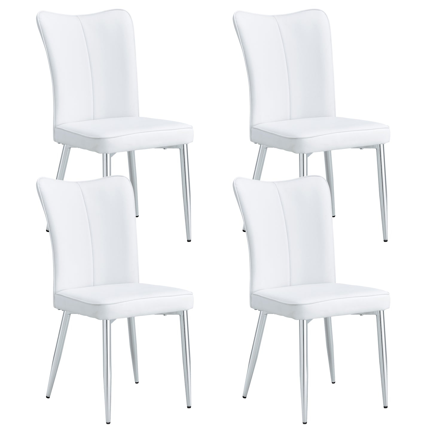 Modern Minimalist White PU Dining Chairs 4-Piece Set