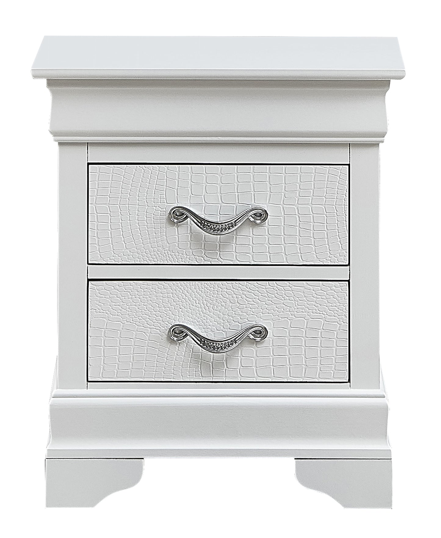 Traditional White 2 Drawer Nightstand