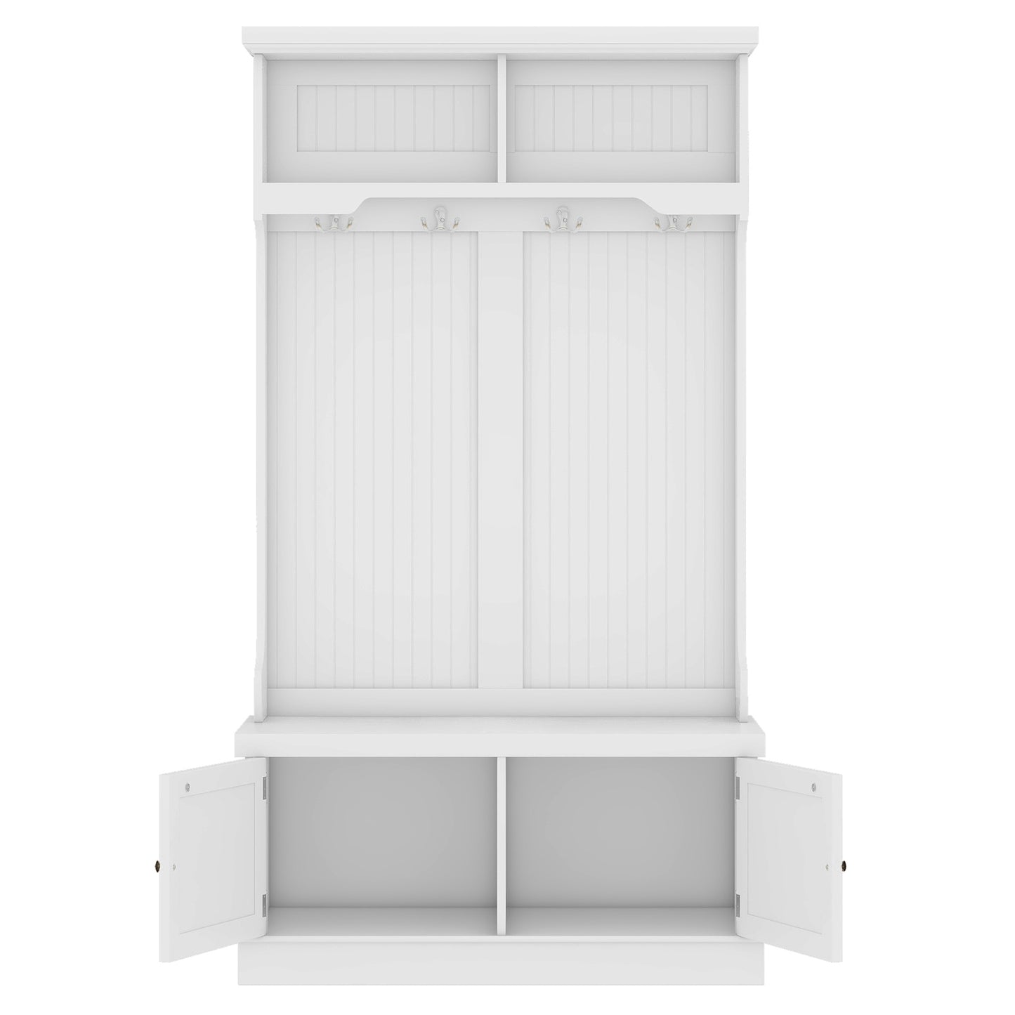 White Entryway 4-in-1 Design Coat Racks with Storage Bench