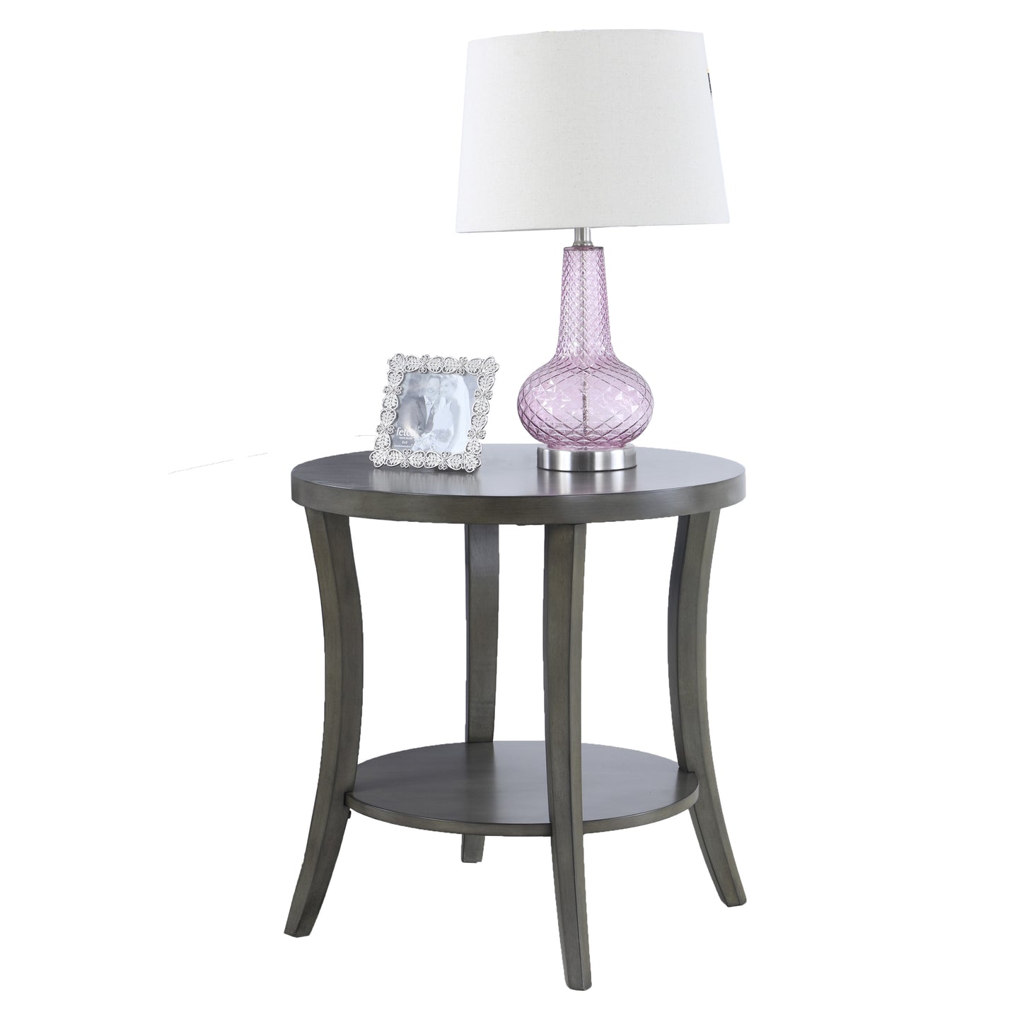 Gray Oval End Table