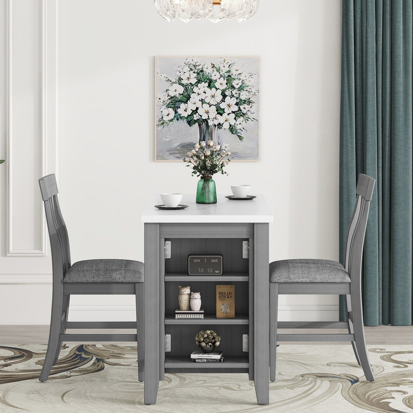 Grey 3-piece Counter Height Dining Set