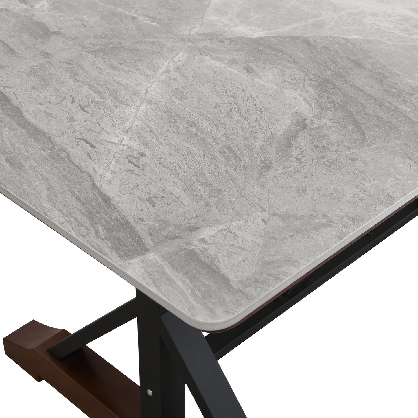 Solid Gray Faux Marble Dining Table