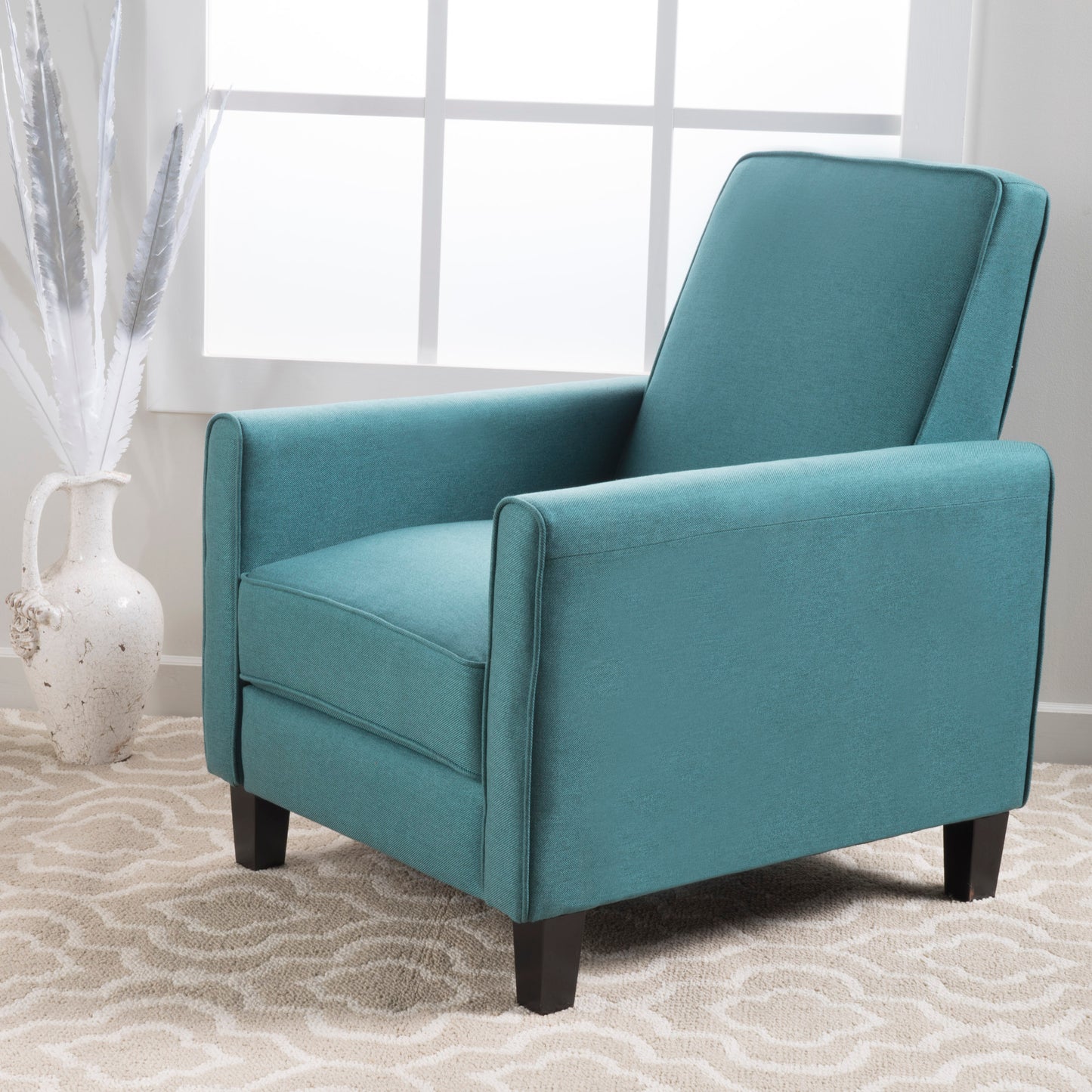 Teal Linen Push Back Chair for Elegant Home Décor