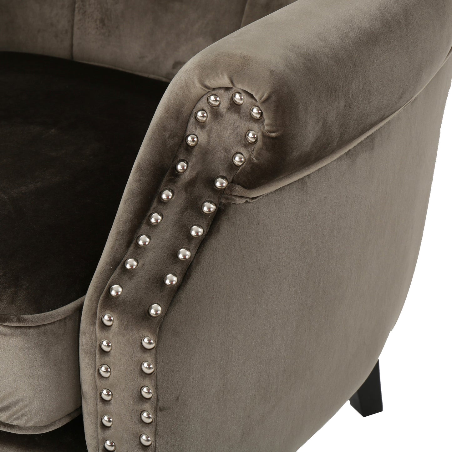 Platinum Tufted Velvet Wingback Club Chair