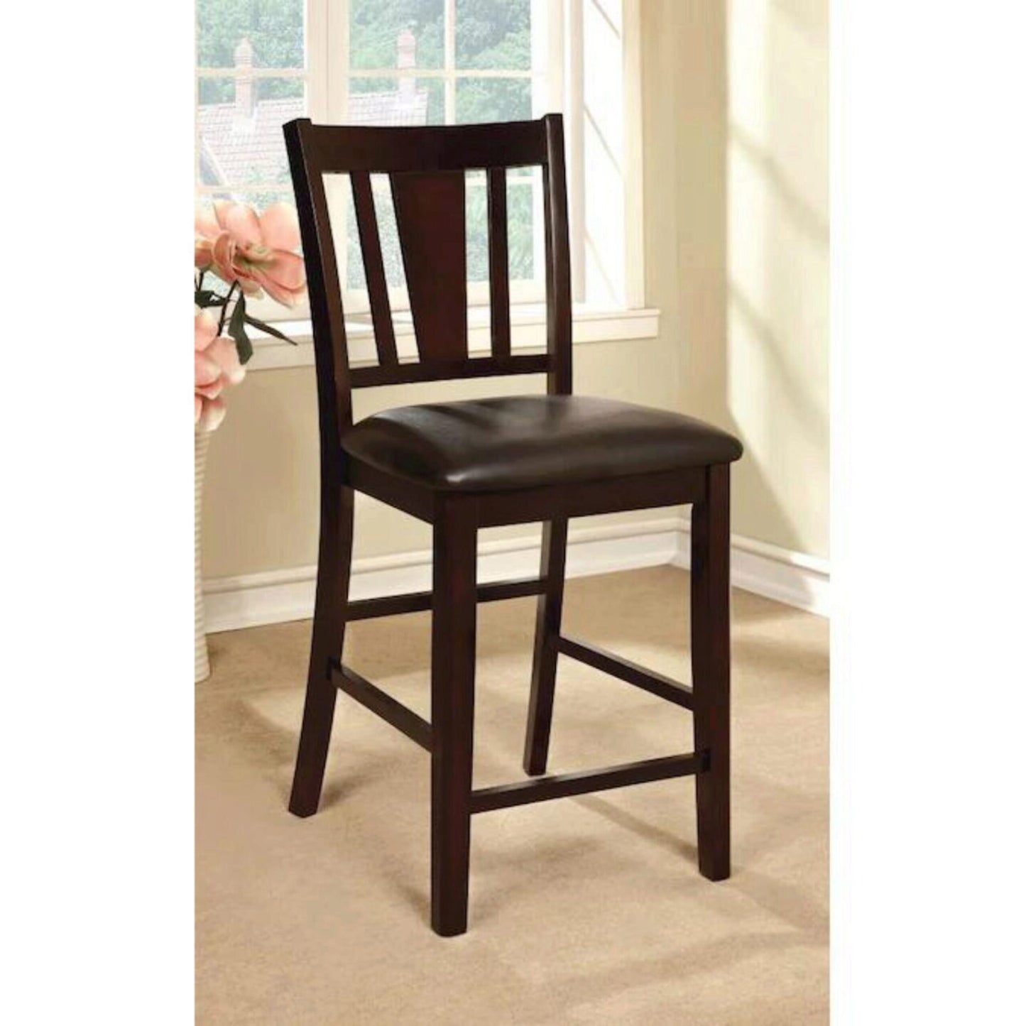 Padded Espresso Counter Height Chairs 2pk