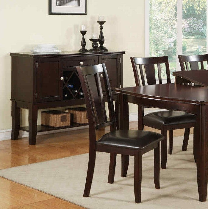 Set of 2 Dark Brown Faux Leather Cushioned Dining Chairs