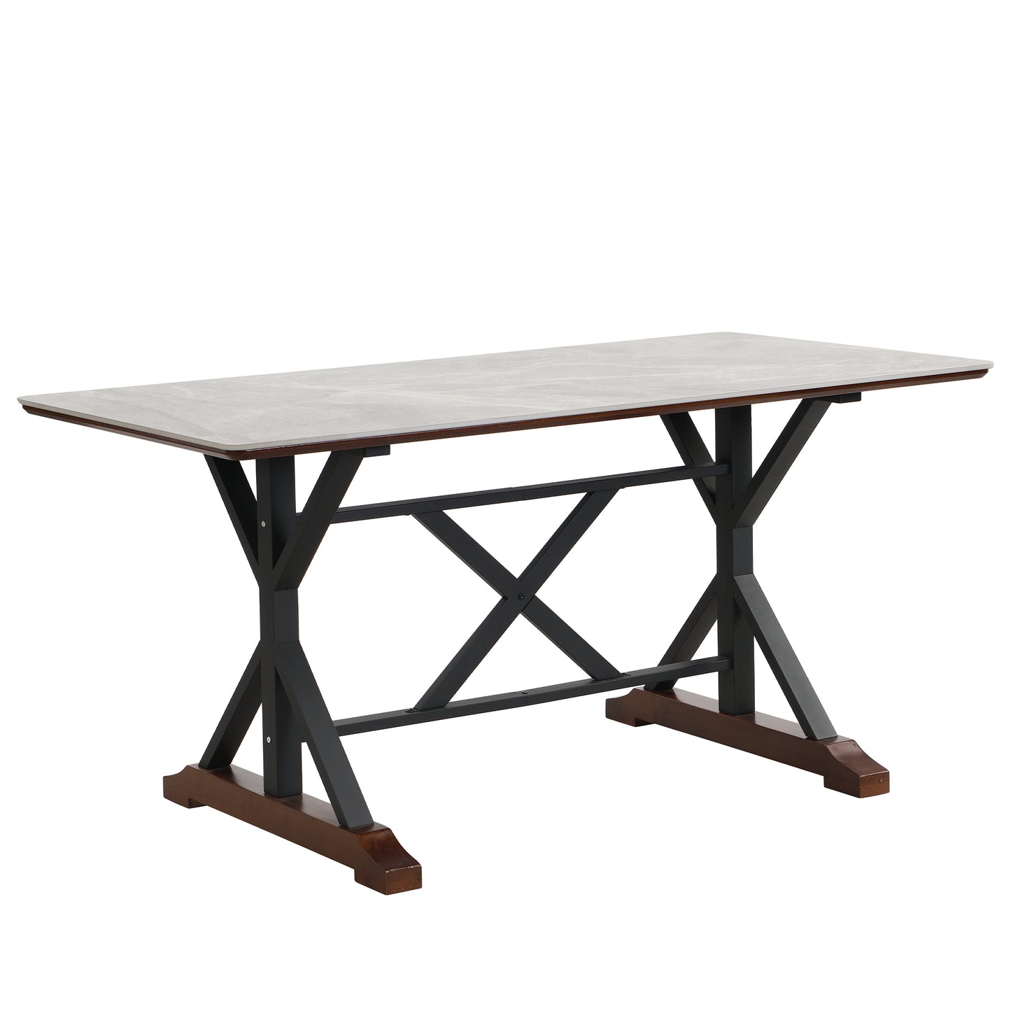 Solid Gray Faux Marble Dining Table