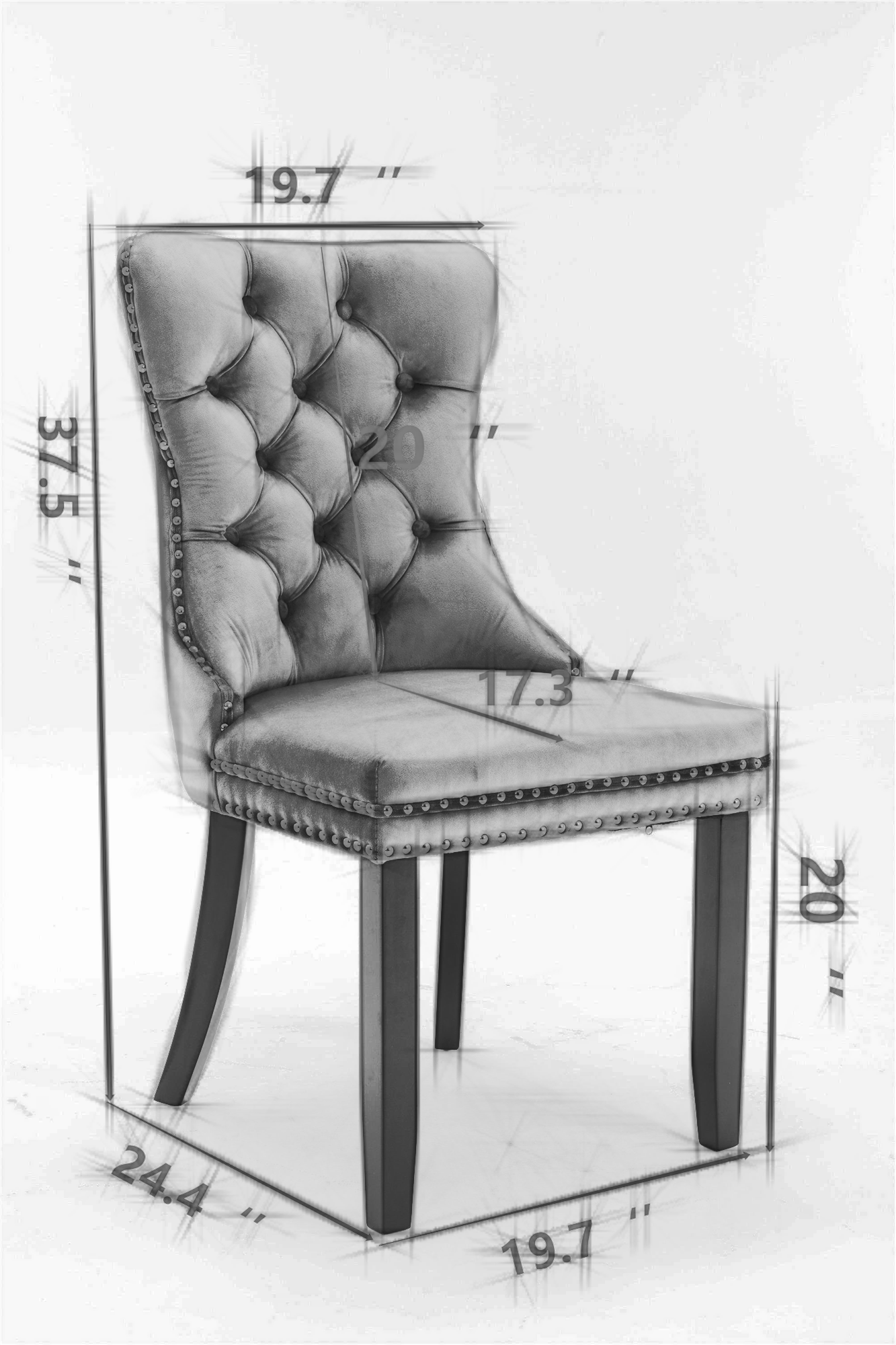 Purple High-End Button Tufted Velvet Dining Chair with Chrome Legs Set of 2