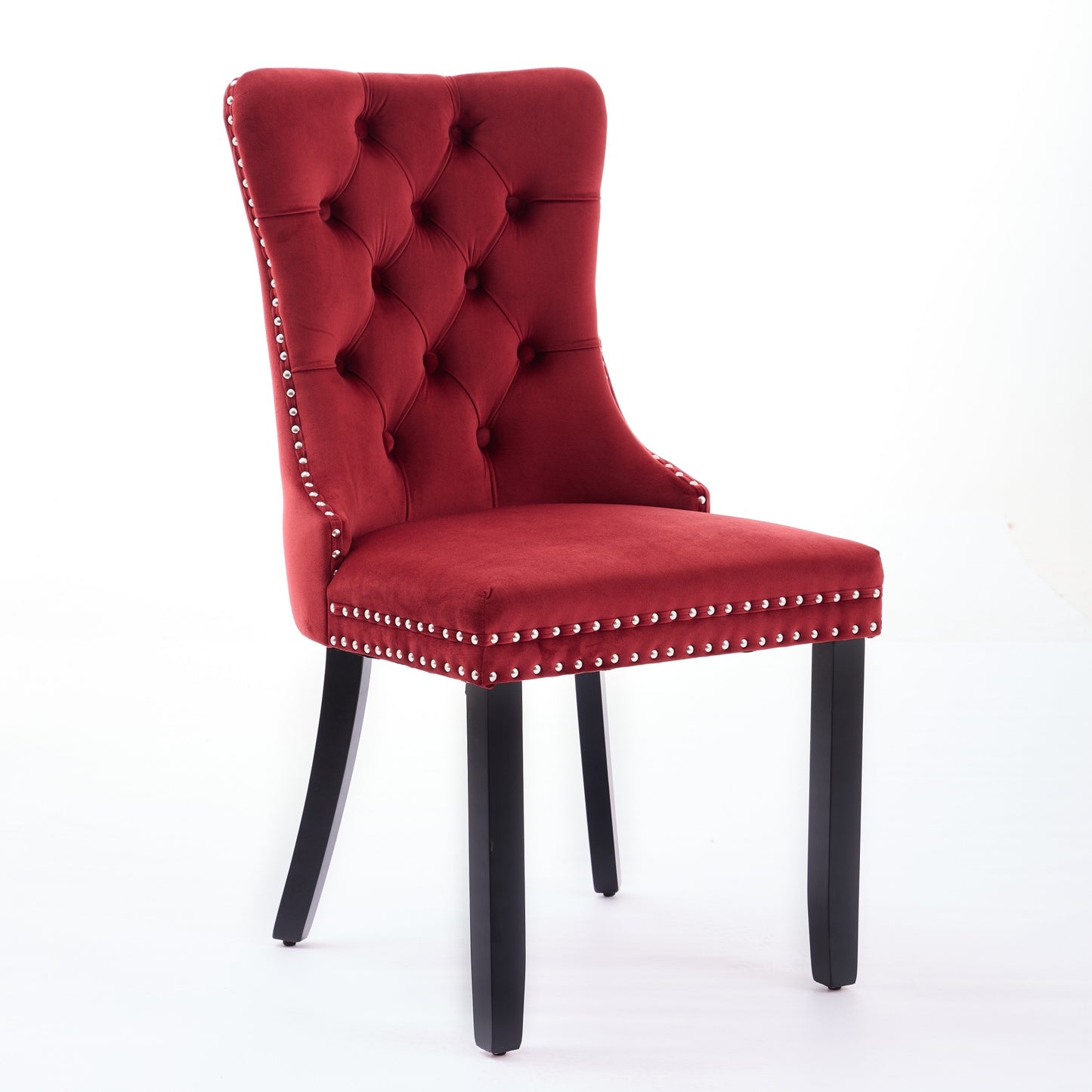 High-End Red Tufted Velvet Dining Chairs 2pc