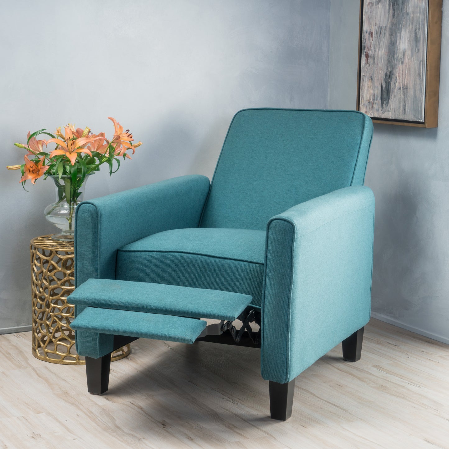 Teal Linen Push Back Chair for Elegant Home Décor