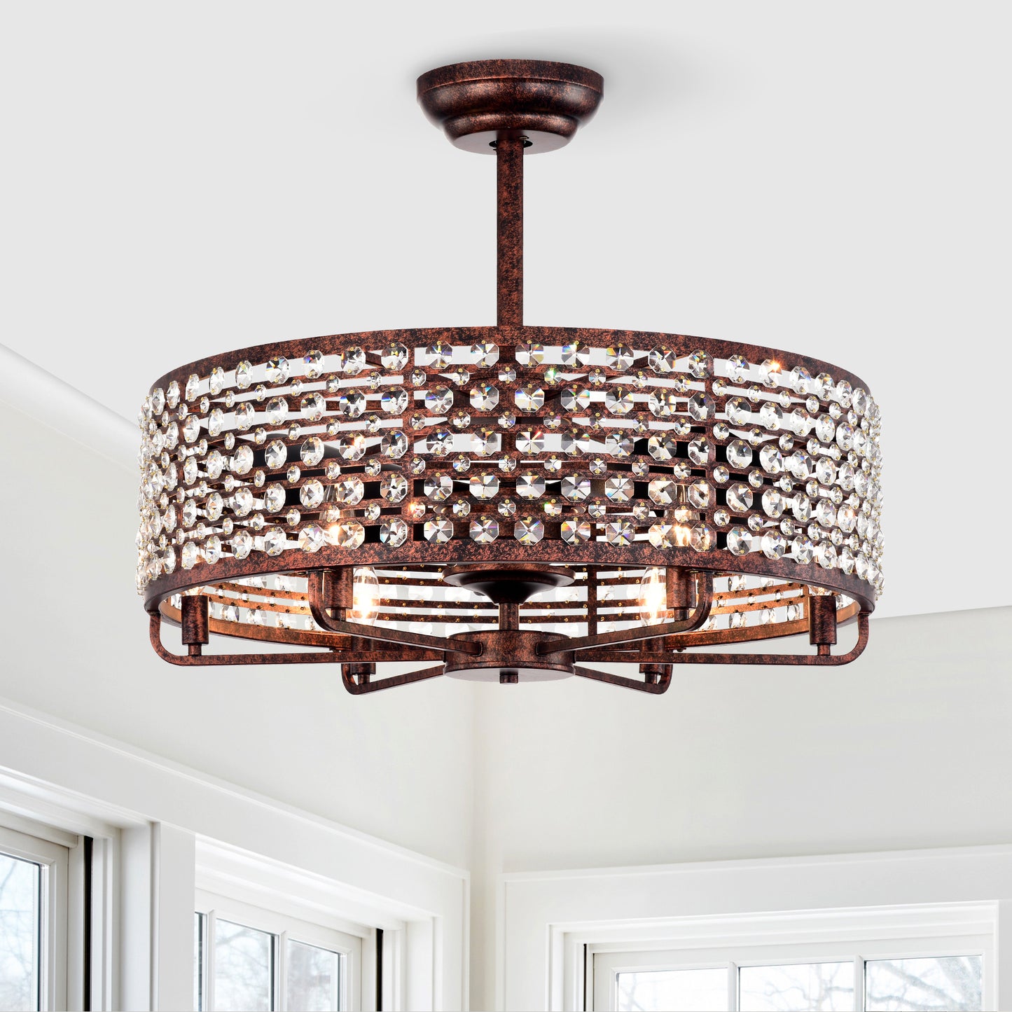 Rustic Crystal Ceiling Fan Light