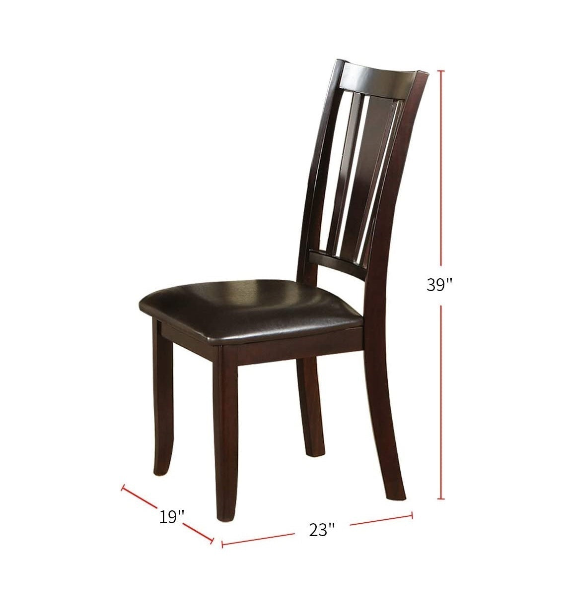 Set of 2 Dark Brown Faux Leather Cushioned Dining Chairs