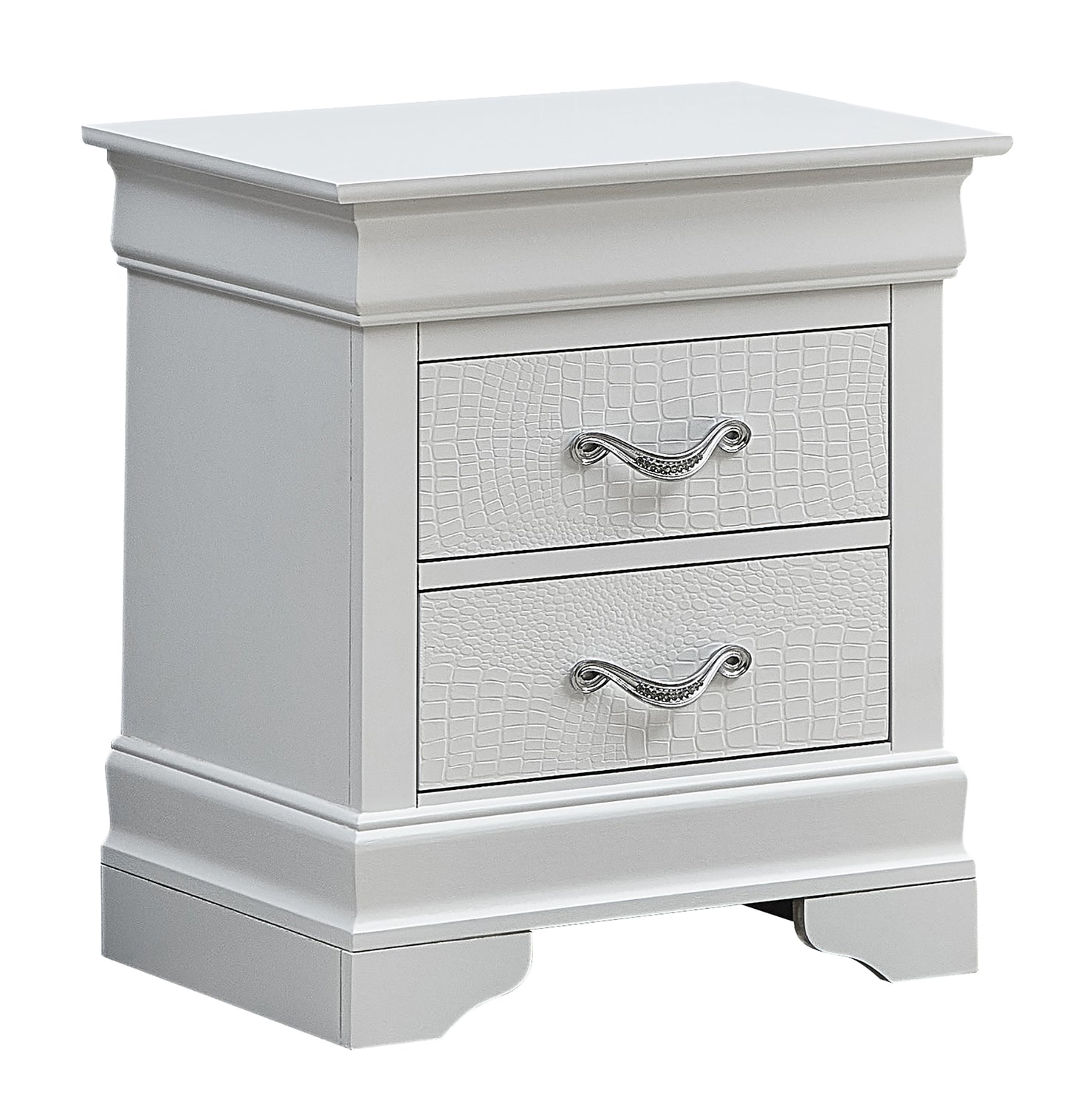 Traditional White 2 Drawer Nightstand