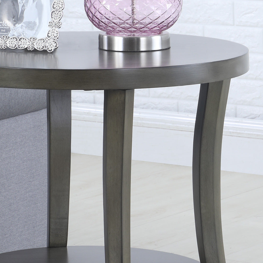 Gray Oval End Table