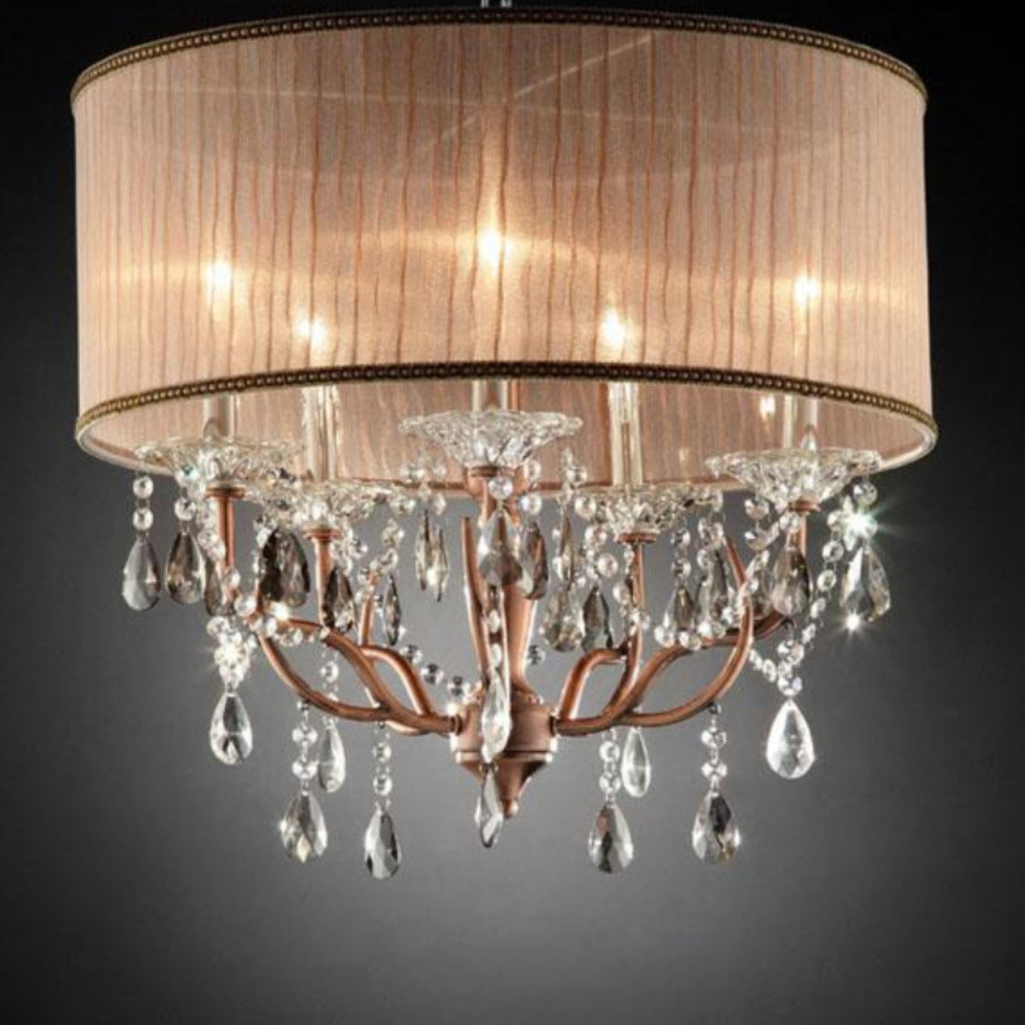 Pink Shaded Crystal Chandelier