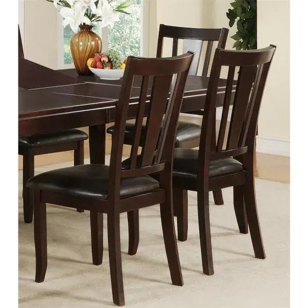 Set of 2 Dark Brown Faux Leather Cushioned Dining Chairs