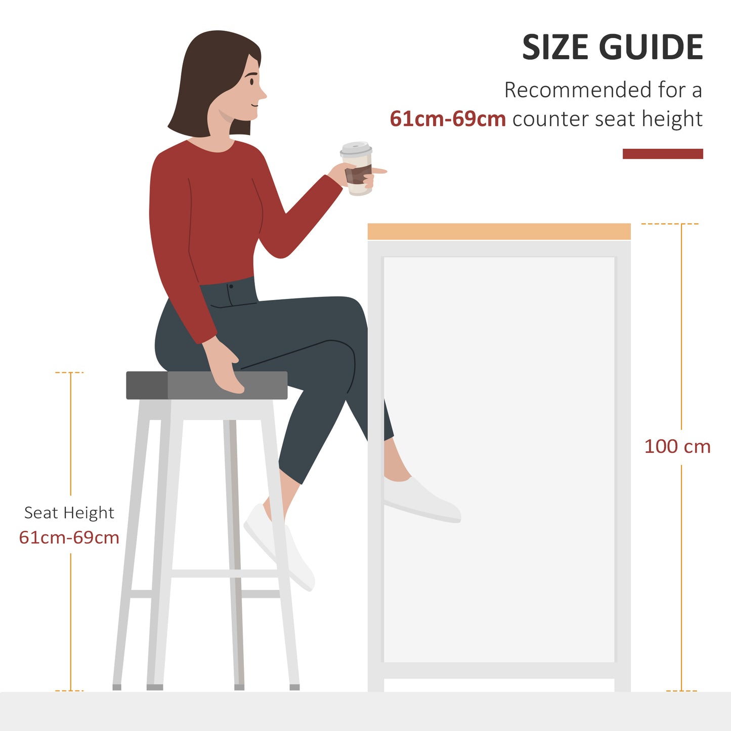 White Counter Height Dining Table with 3 Storage Shelves