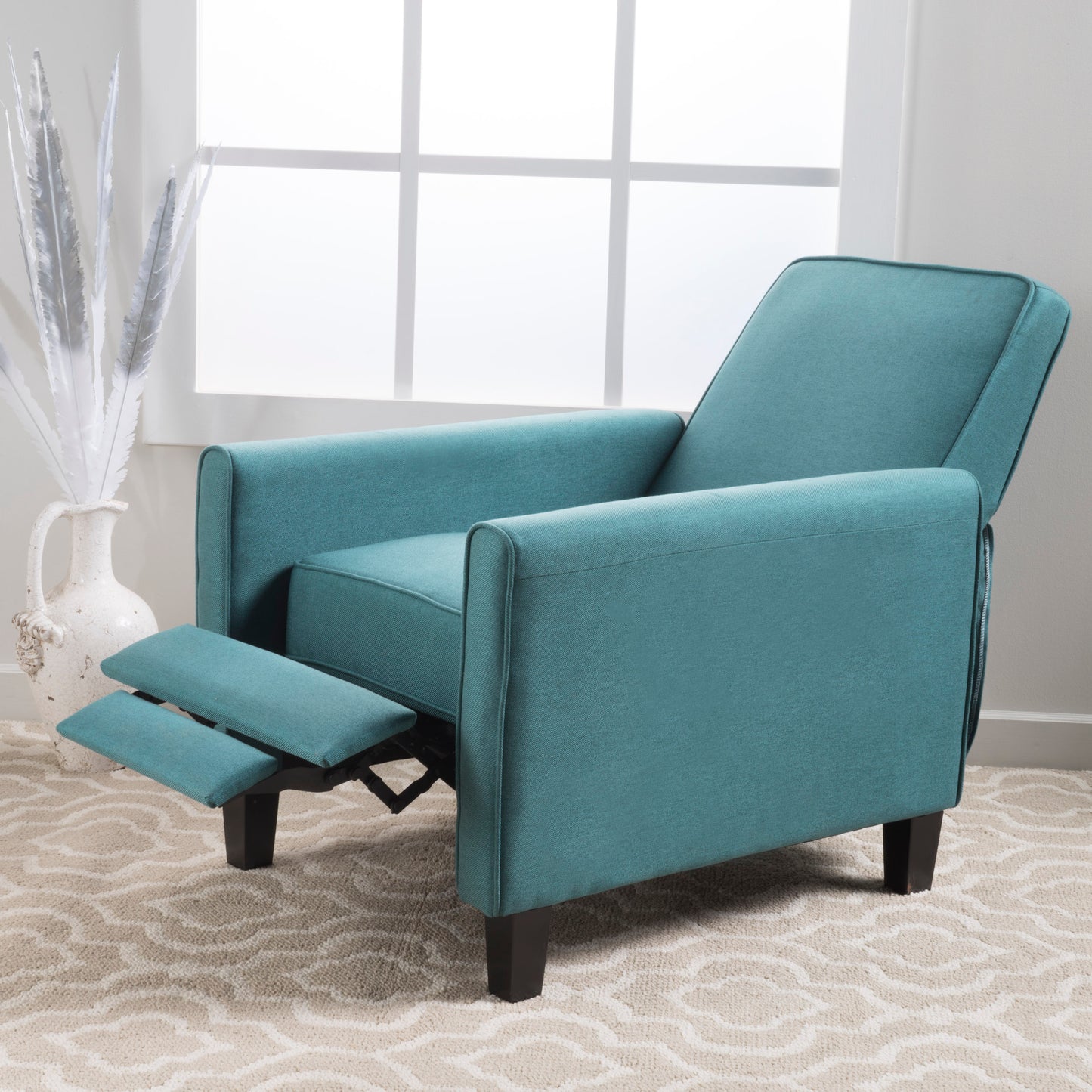 Teal Linen Push Back Chair for Elegant Home Décor