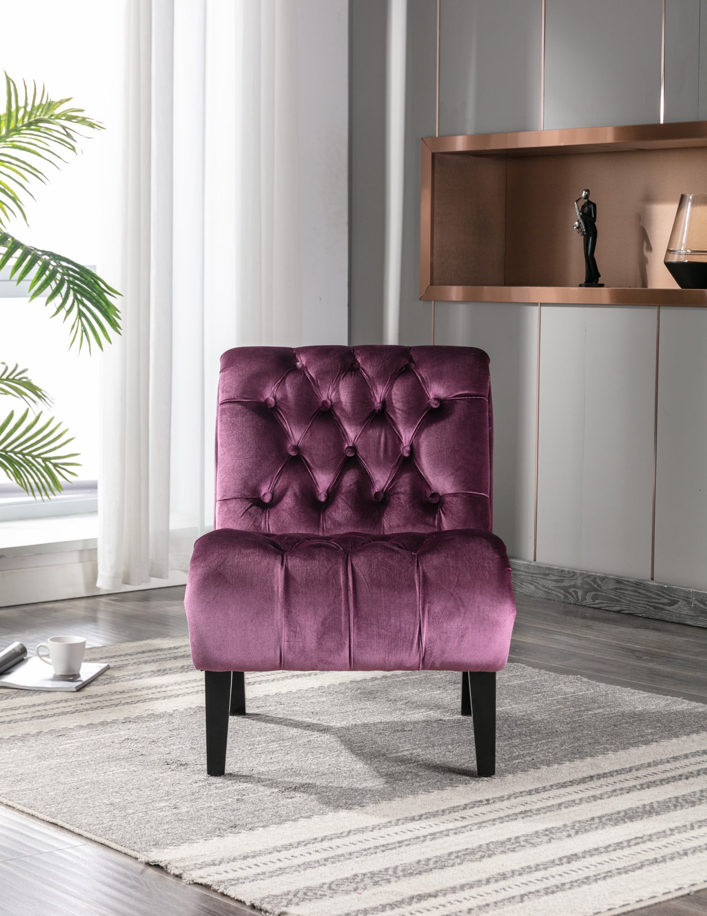 Modern Purple Tufted Velvet Chaise