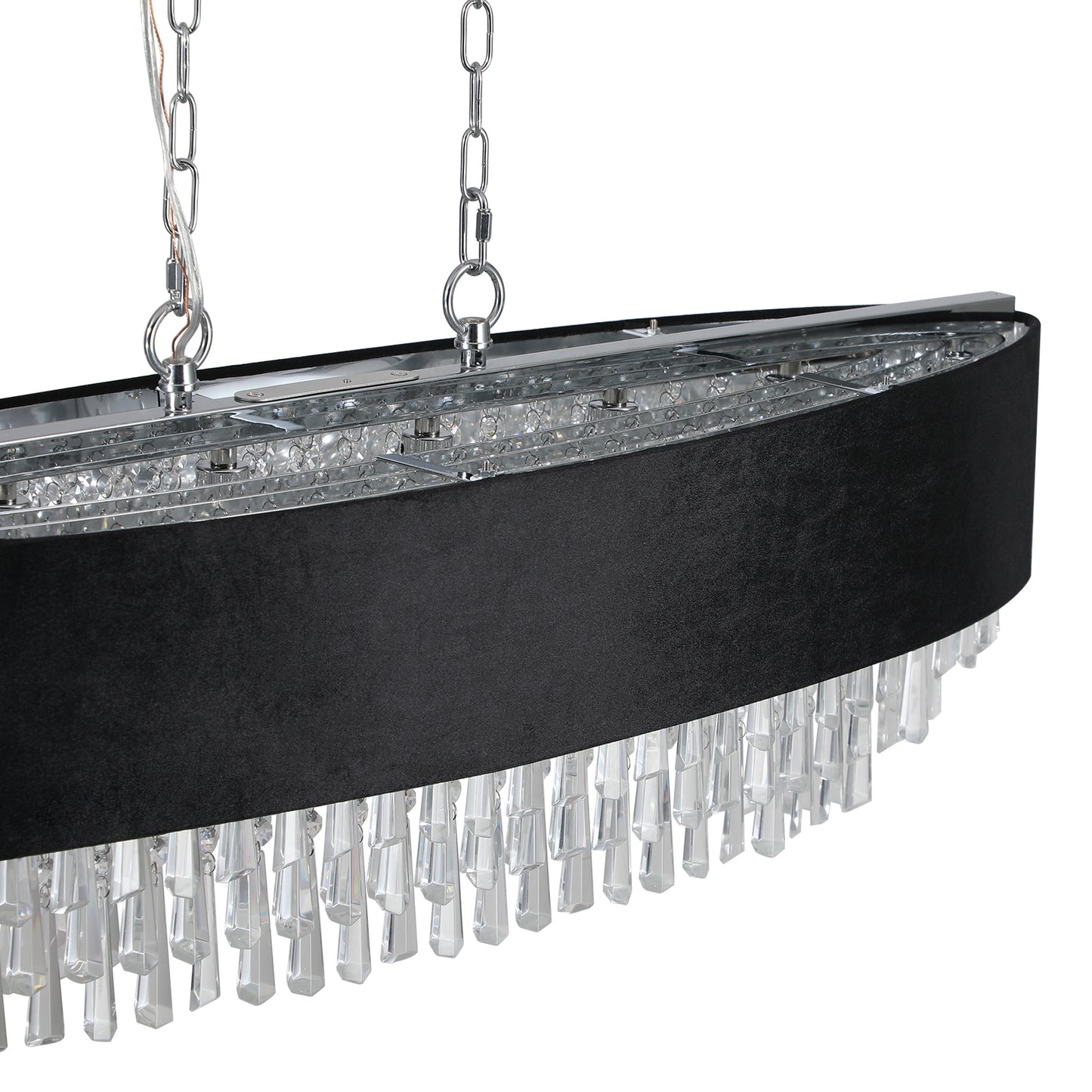 Modern Black Oblong Crystal Chandelier