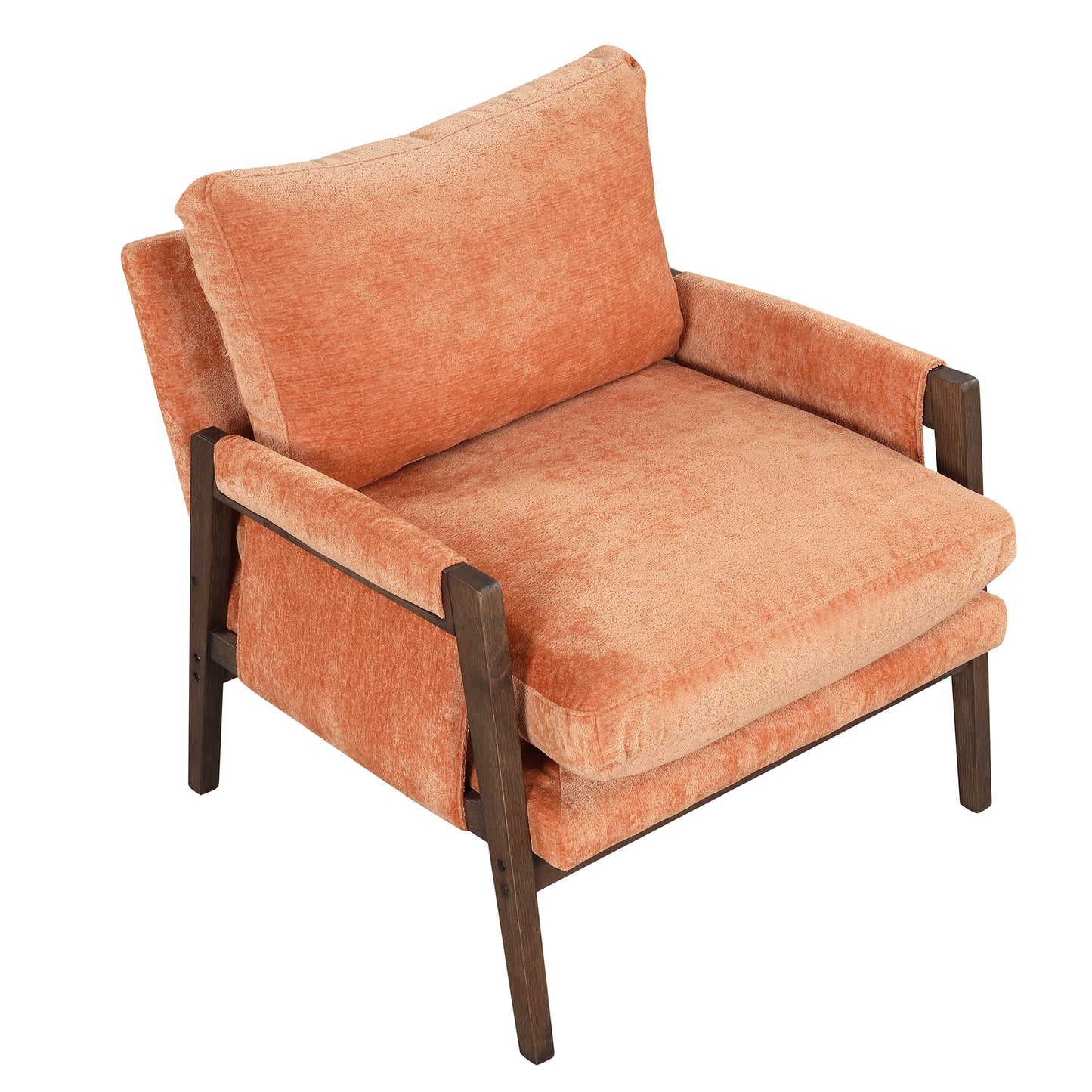 Orange Cream Velvet Accent Arm Chair