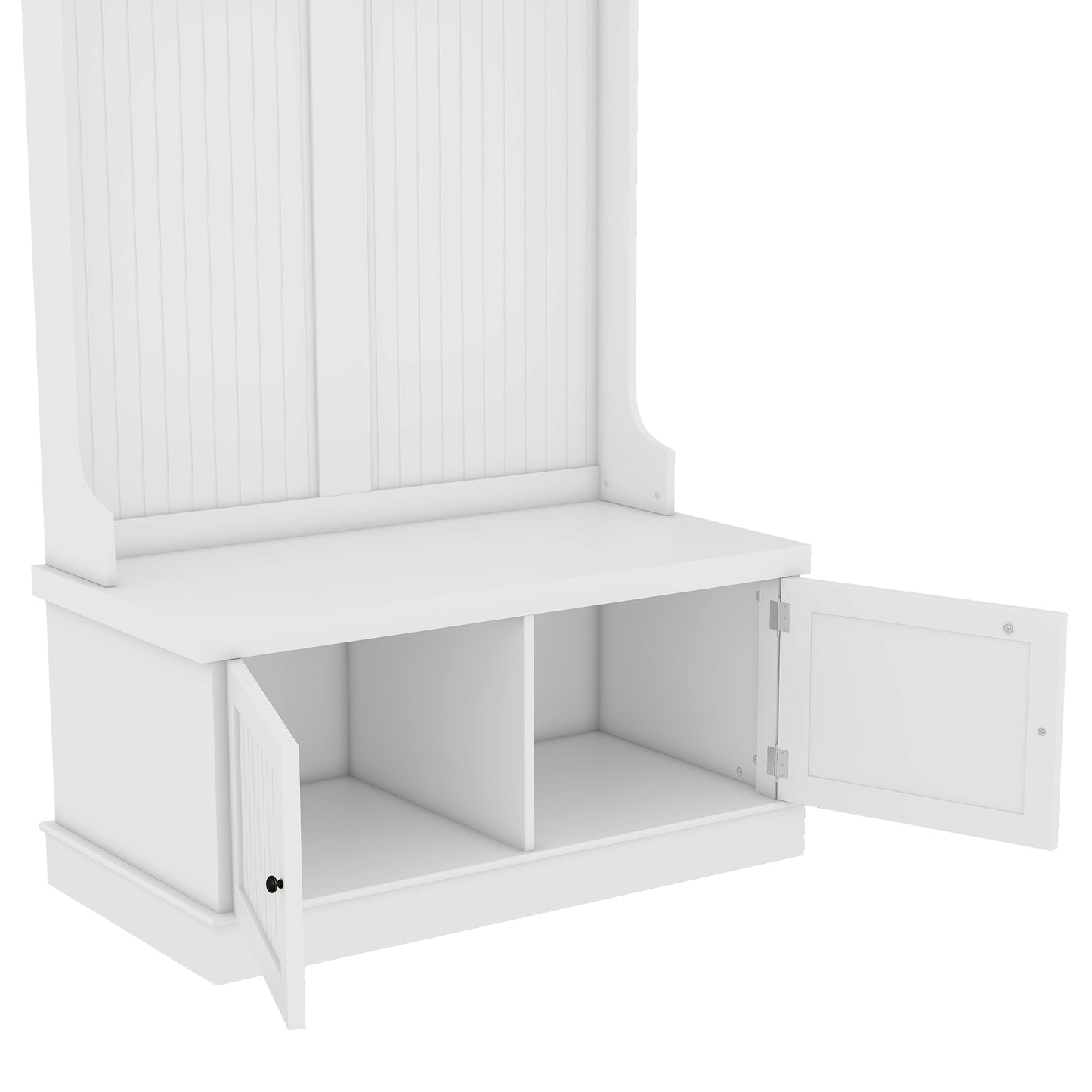 White Entryway 4-in-1 Design Coat Racks with Storage Bench