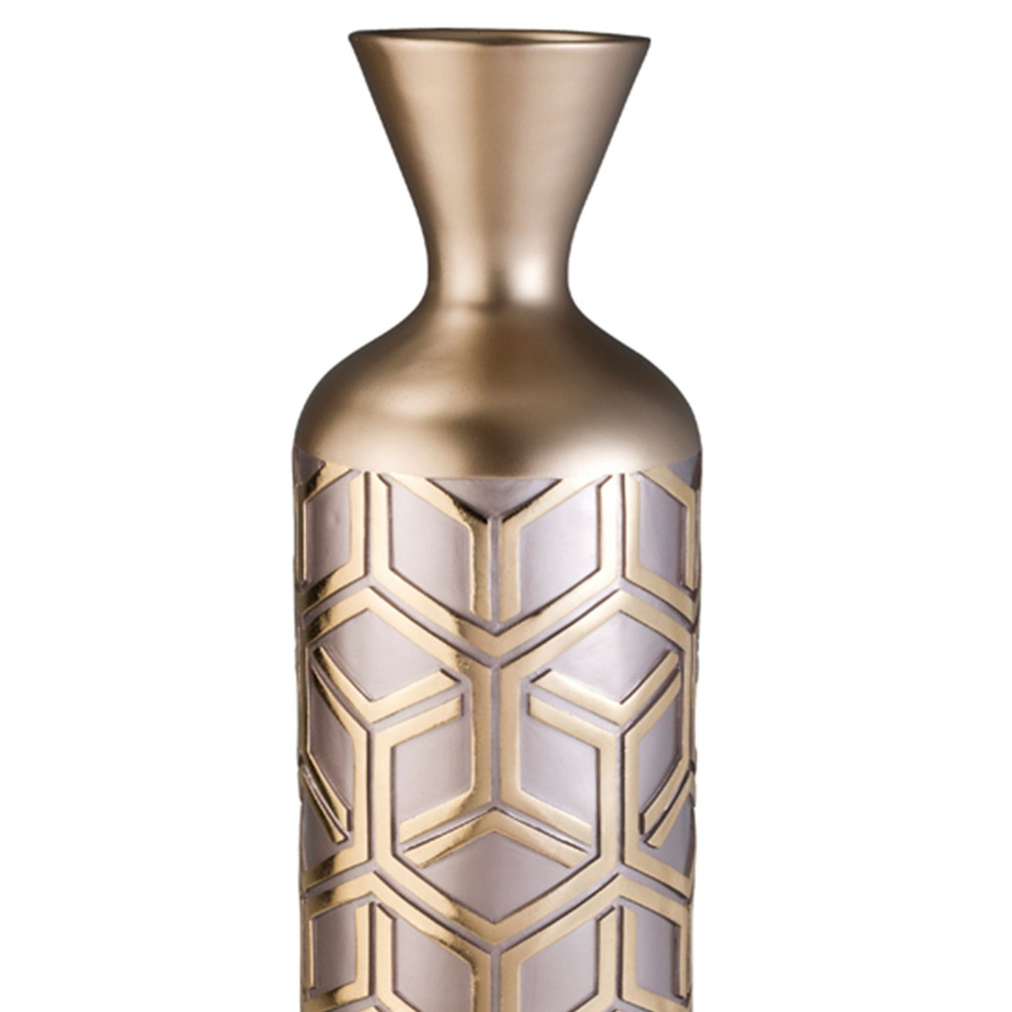 Rose Gold Geo 22" Tall Polyresin Decorative Vase