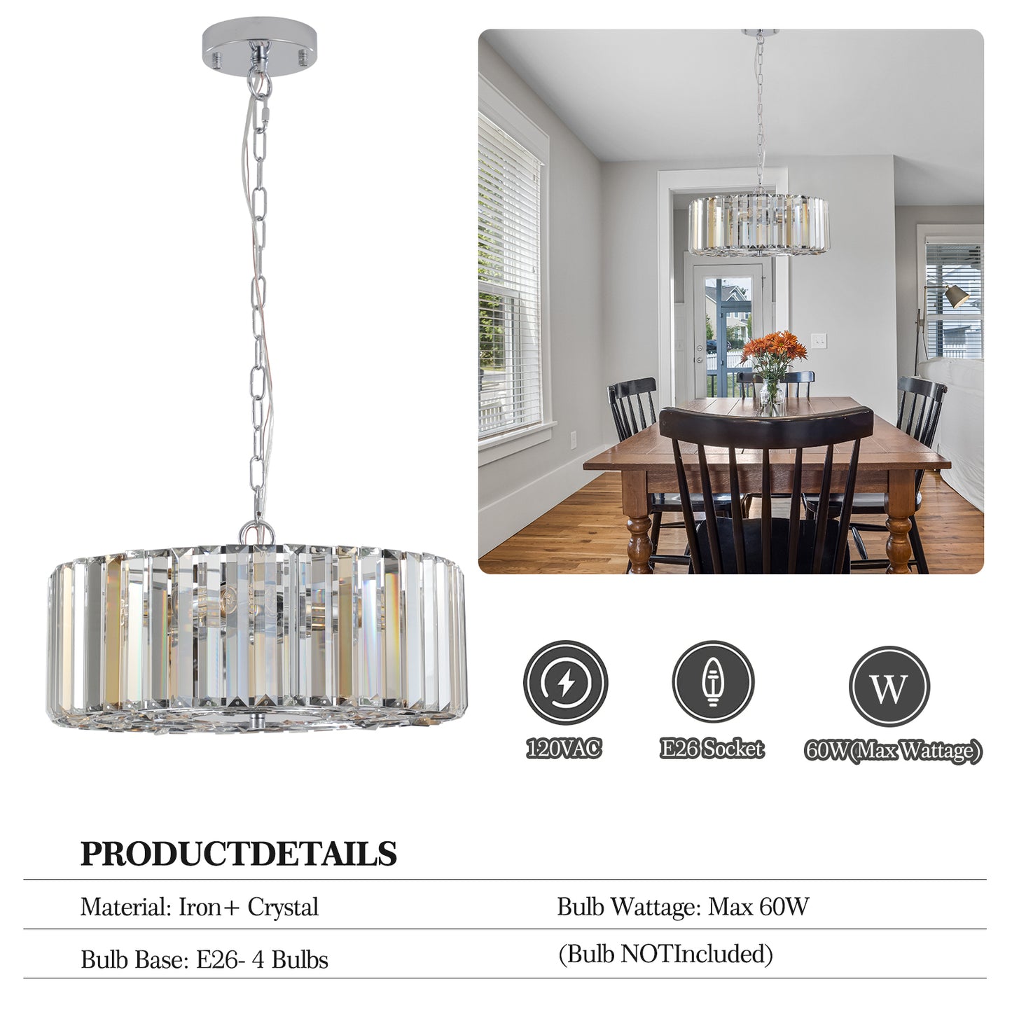 Modern Round Crystal Chandelier