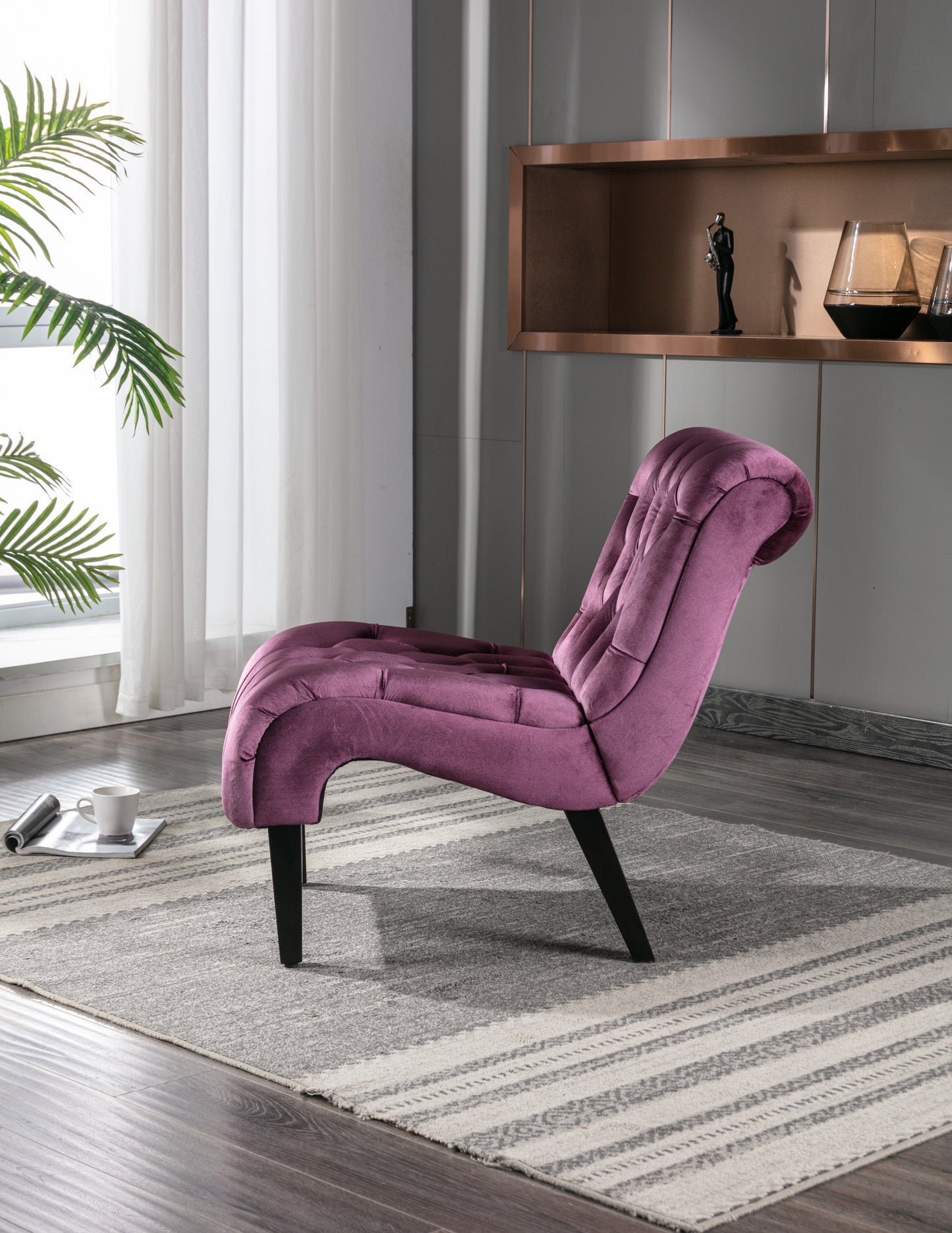 Modern Purple Tufted Velvet Chaise