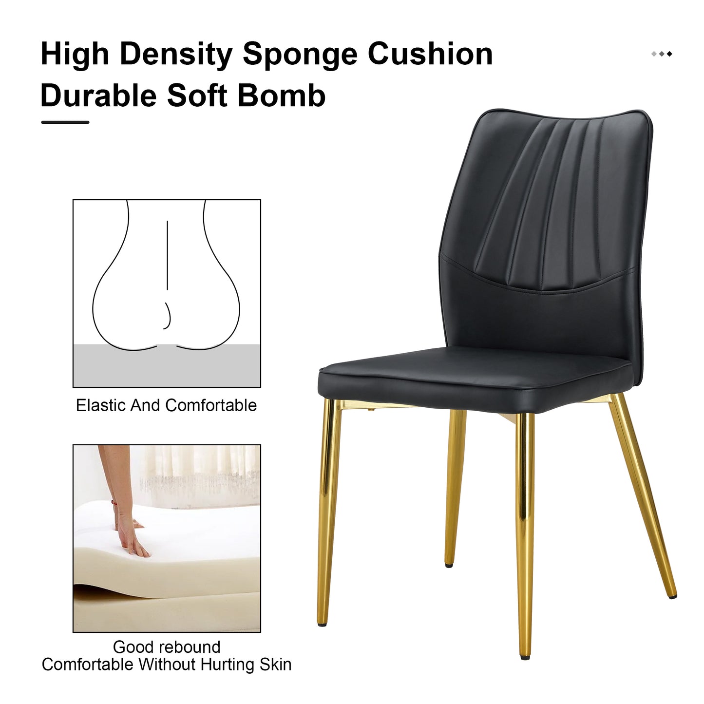 Four Black and Gold Dining Chairs