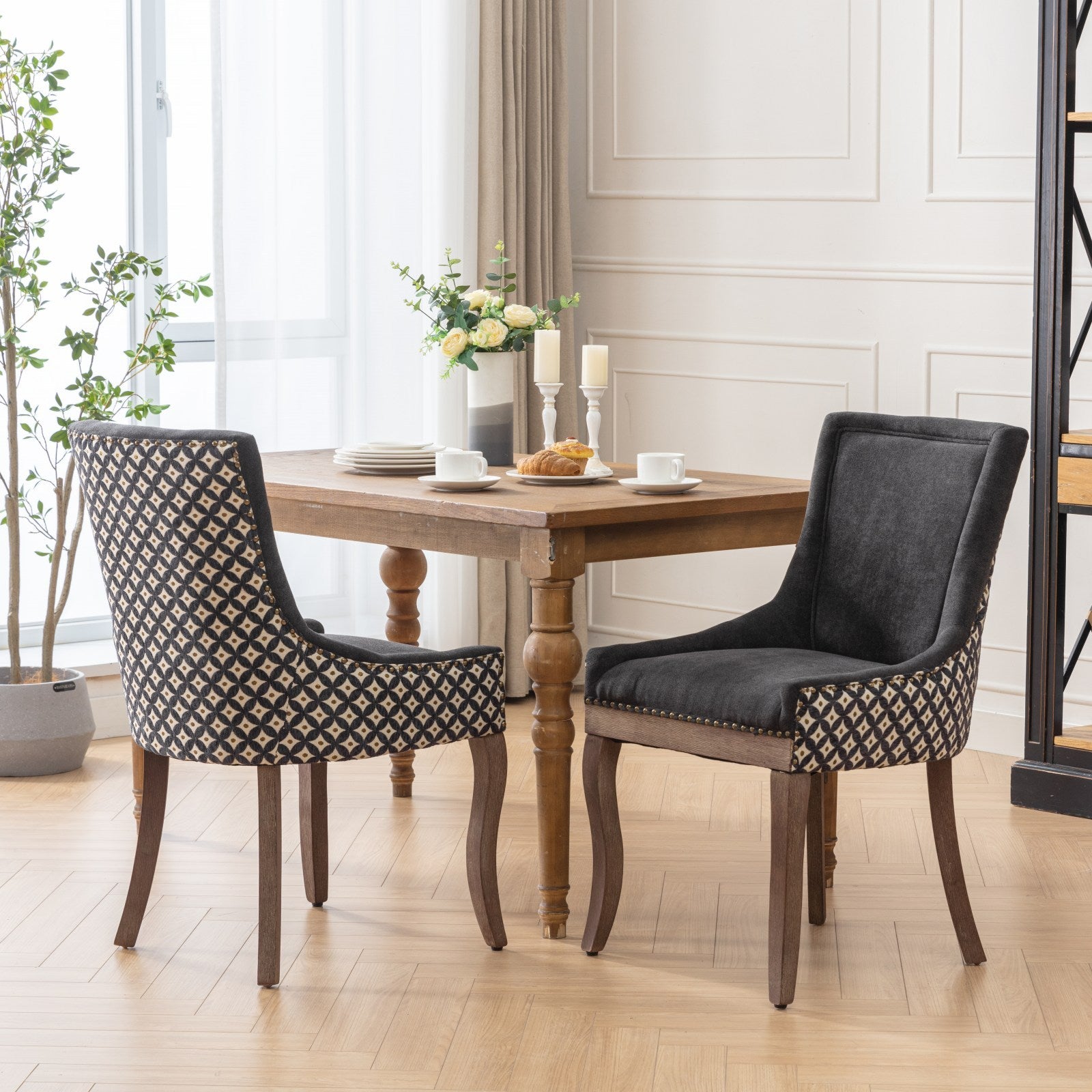 Unique Grey Diamond Back Velvet Dining Chairs