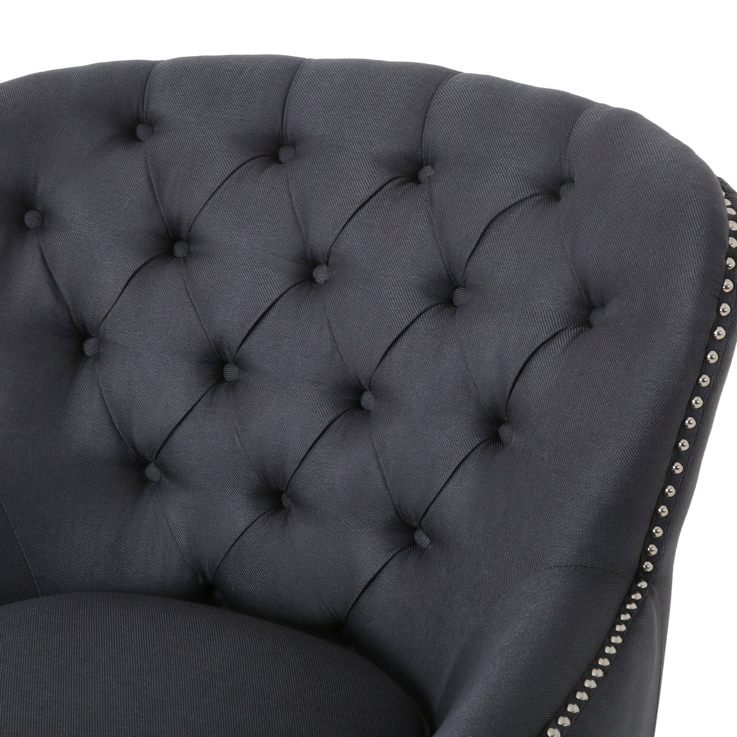 Grey Button Tufted CLUB CHAIR+OTTOMAN