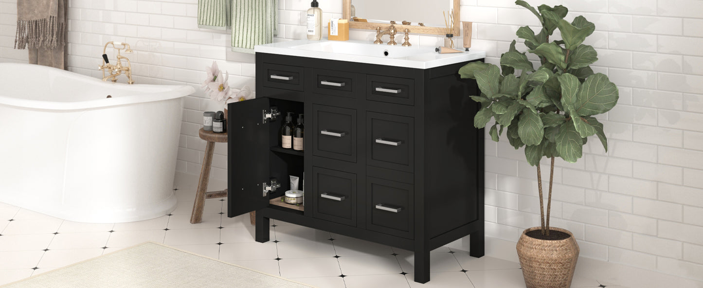 36" Bathroom Vanity Cabinet with Resin Integrated Sink