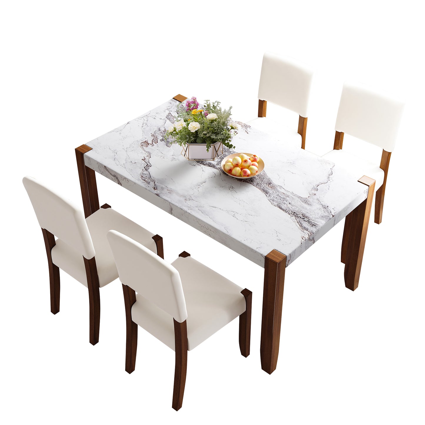 Faux Marble 5-Piece Dining Set