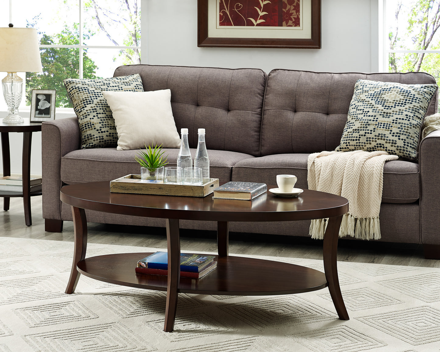 Perth Espresso 3pc. Oval Coffee Table Set