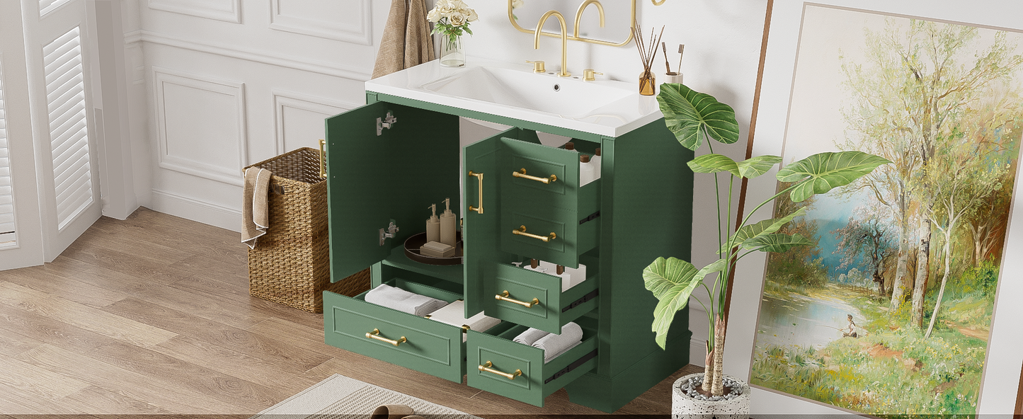 Green Bathroom Vanity with Resin Sink Set