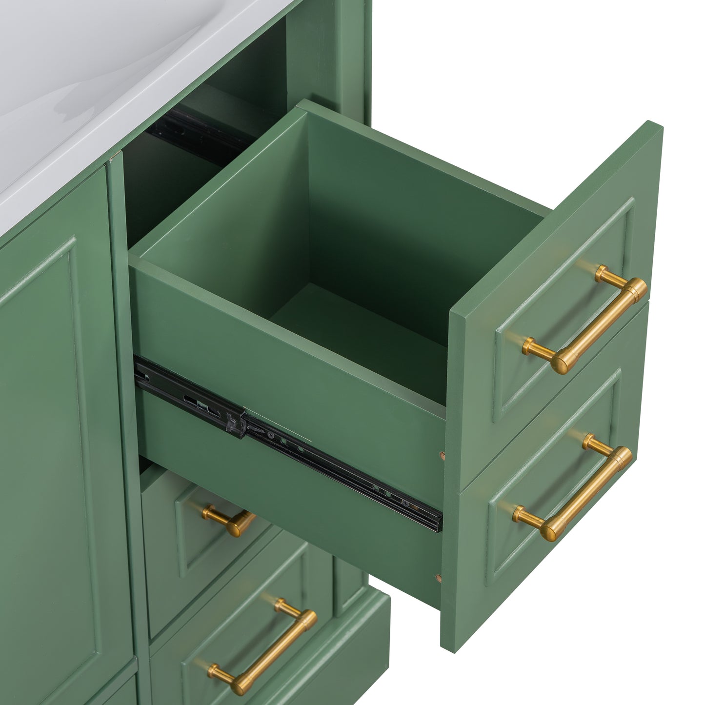 Green Bathroom Vanity with Resin Sink Set